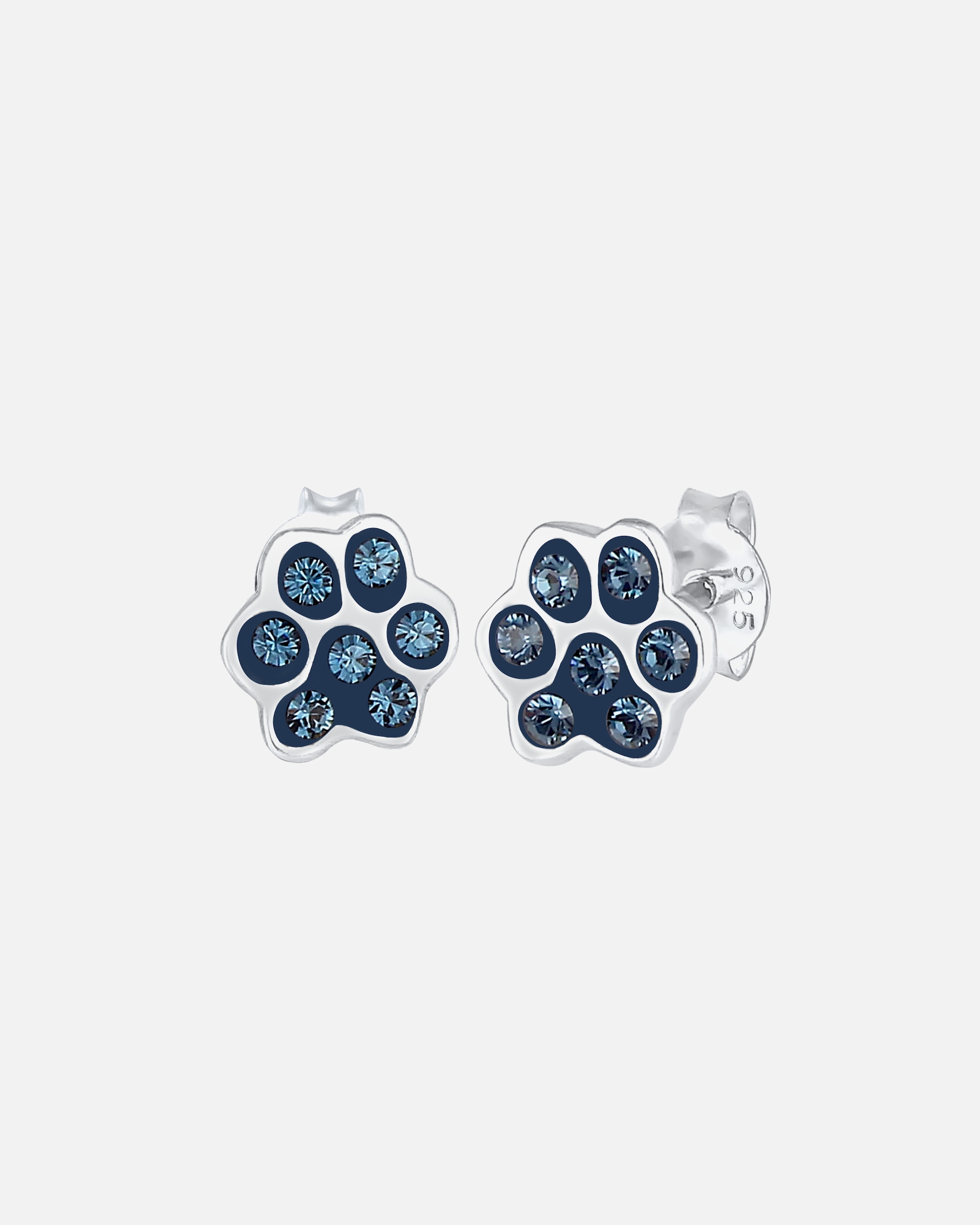 Boucles d'oreilles pour Femme Elli Femmes Clous d'oreilles Patte Chien Chat avec Cristaux en Argent Sterling 925 Bleu