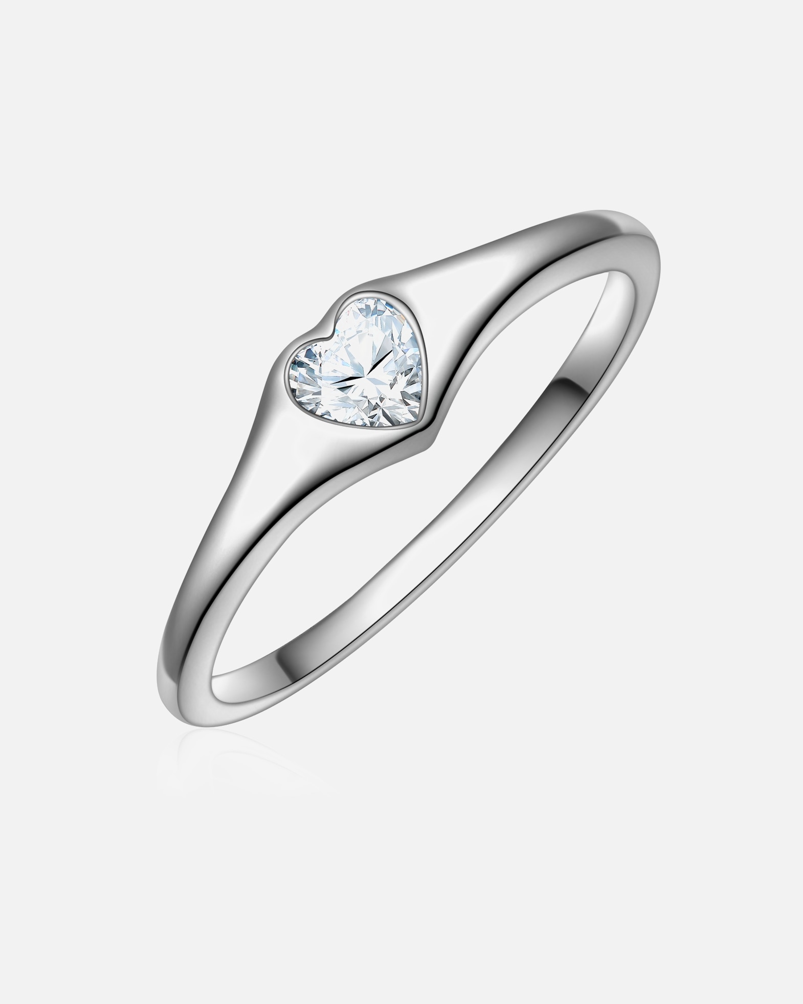 Bague pour Femme Trilani Bague Cœur en Argent Sterling en argent avec Zirconium 52