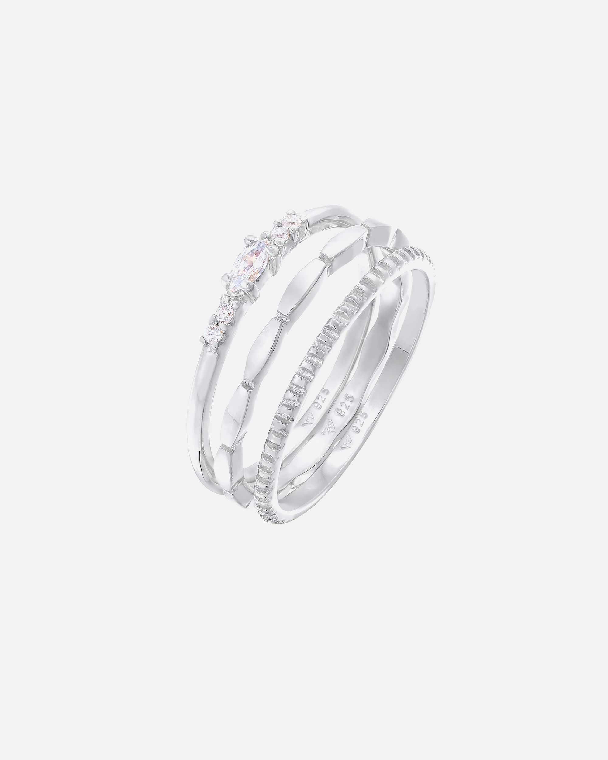 Bague pour Femme Elli Zirkonia Marquise Basic Stapelring Set 925 Silber 56