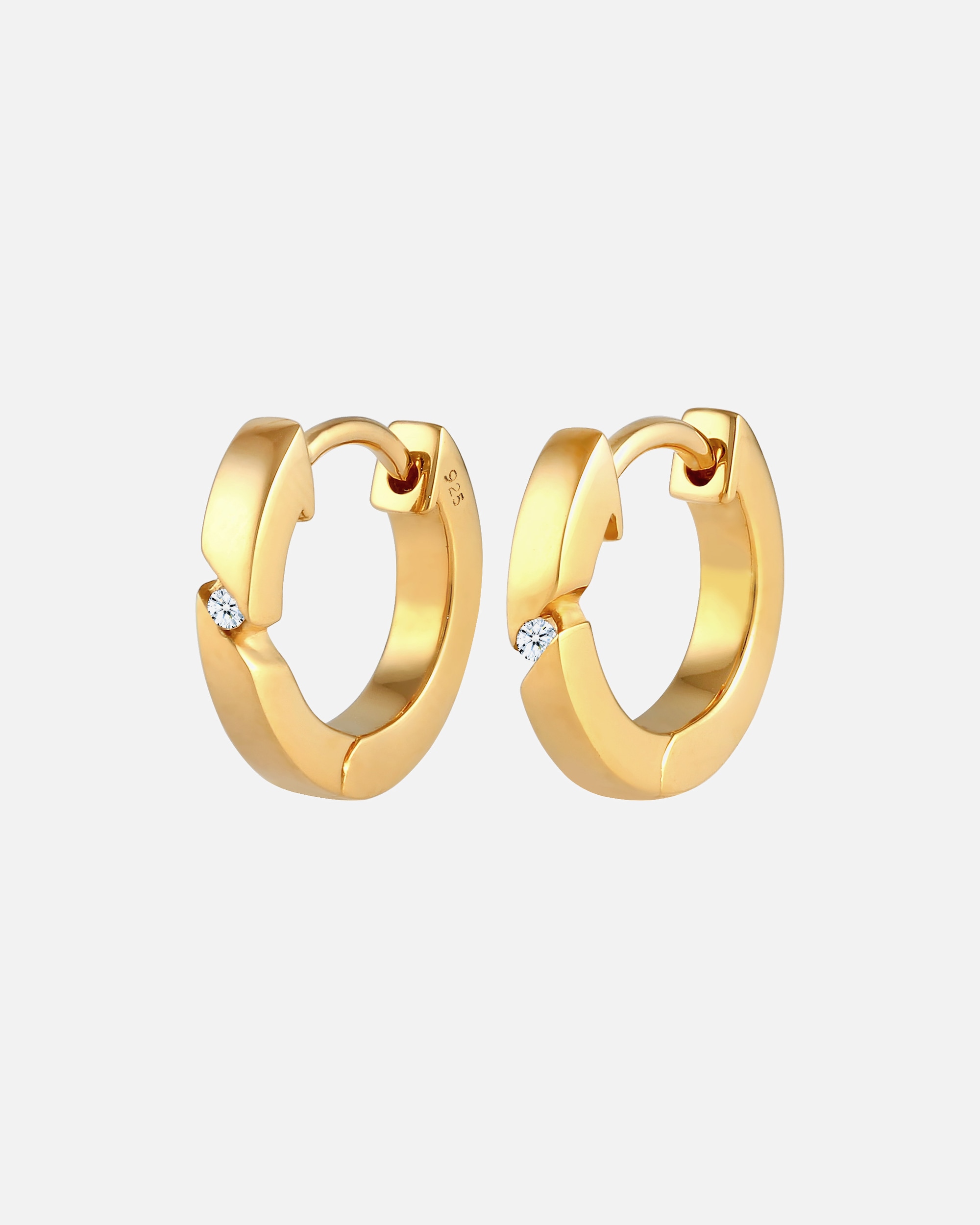 Créoles pour Femme Elli DIAMONDS Femmes Créoles Basique avec Diamant (0.03 ct.) en Argent Sterling 925 goldfarben