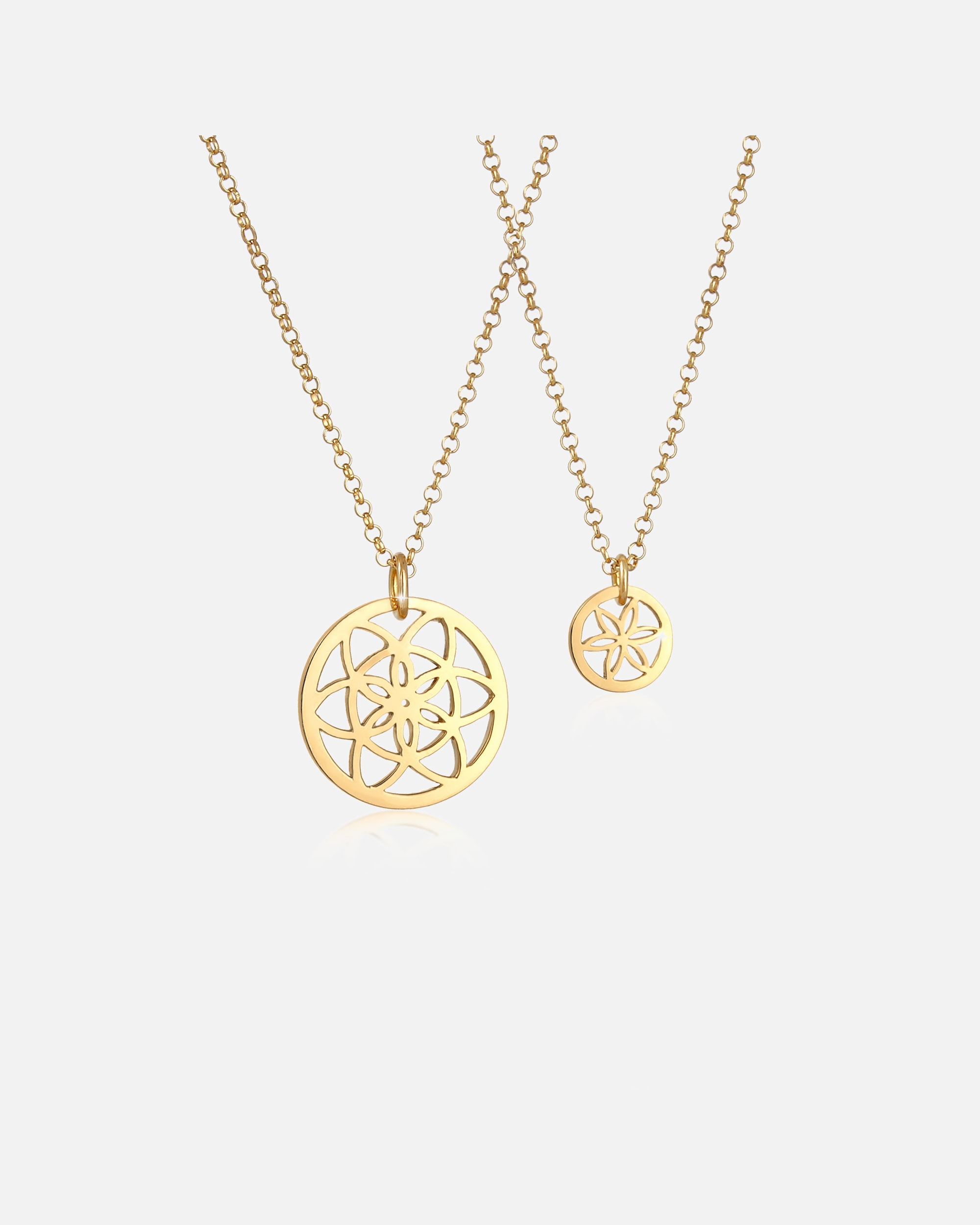 Parure de bijoux pour Femme Elli Fleur de la Vie Pendentif Mère Enfant Ensemble Collier Femme - (925/1000) Argent 45