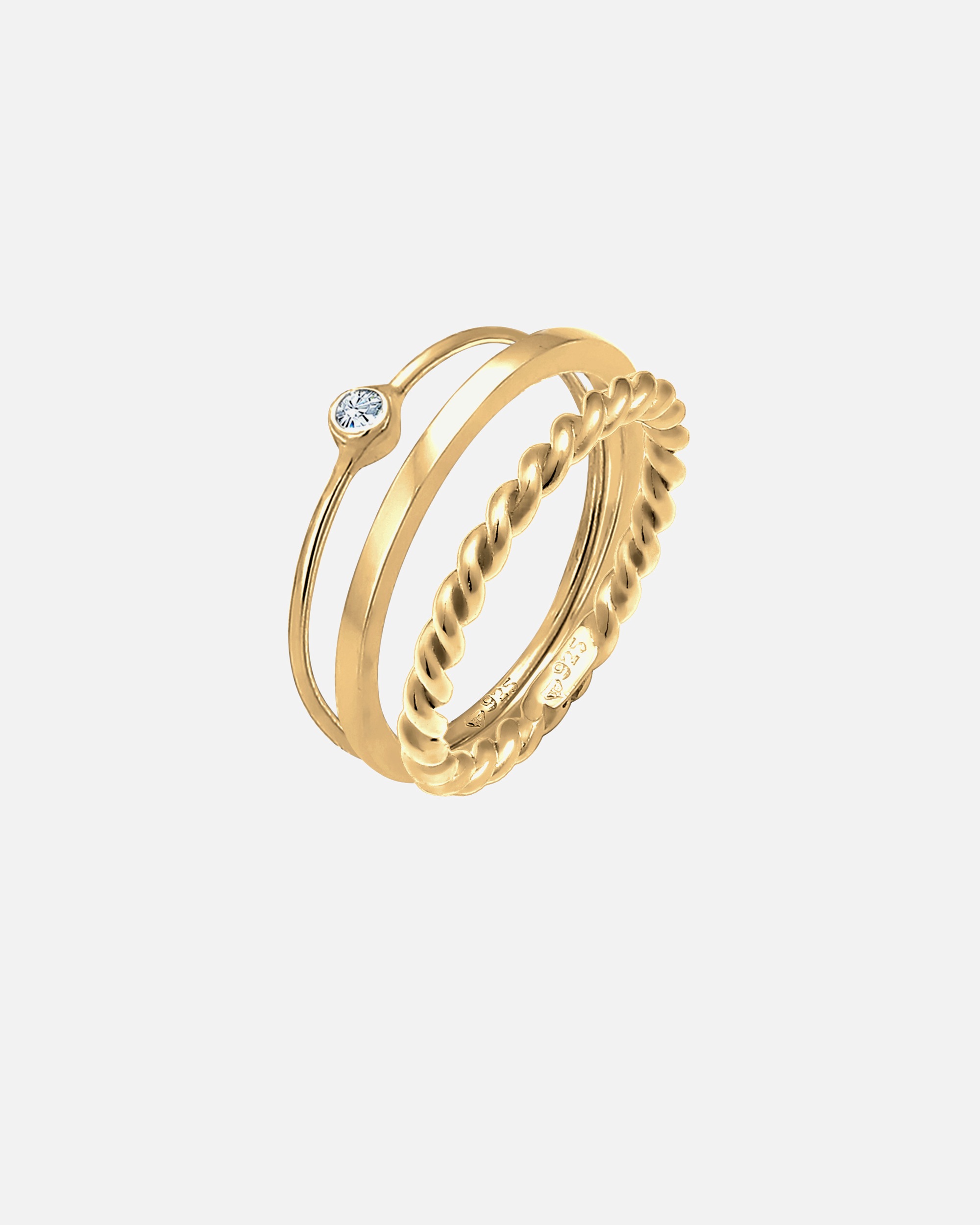Bague pour Femme Elli Set d'anneaux Cristaux solitaire 925 Argent 58