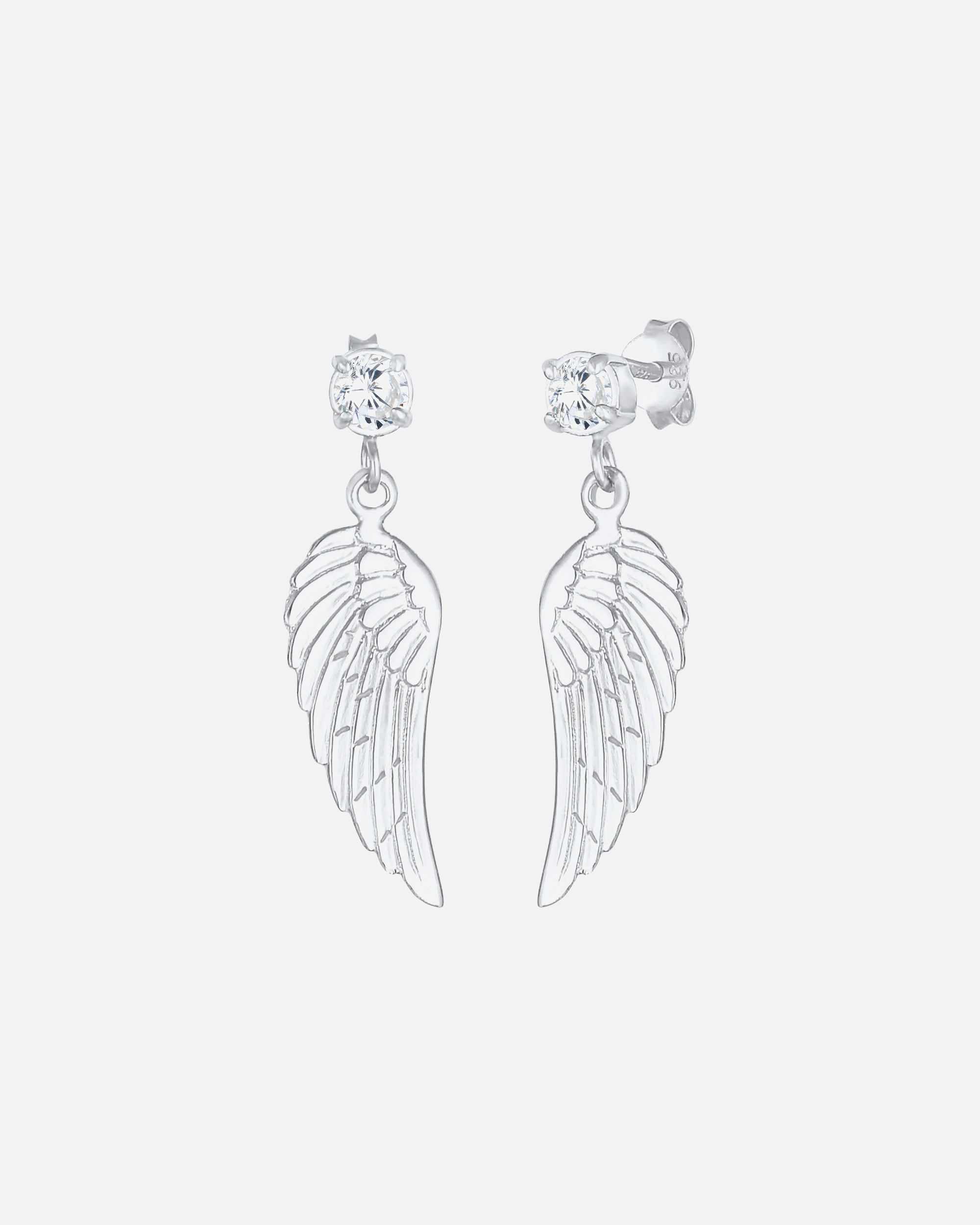 Boucles d'oreilles pour Femme Nenalina Boucles d'oreilles Femmes Ailes Porte-bonheur Foi Signification avec pierres de zirconium en argent sterling 925 silberfarben