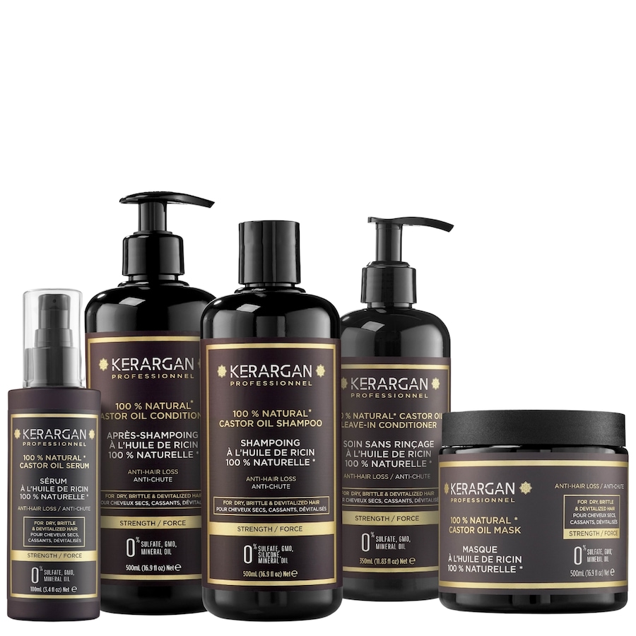 Kerargan - Kerargan - Ensemble Anti-Chute Shampoing, Après-shampoing, Masque,Sérum & Leave-In à l Huile de Ricin - 3x500ml+100ml+350ml 1950 ml unisex