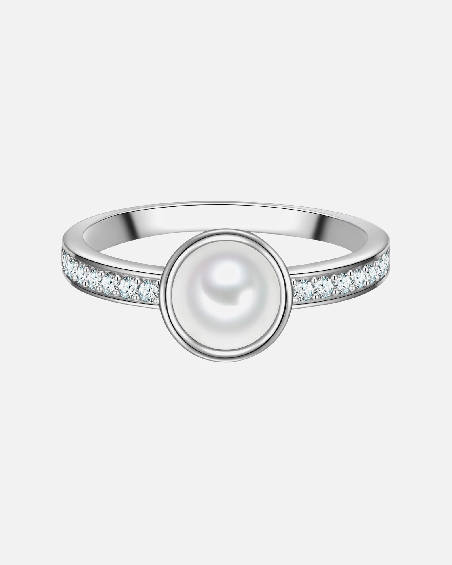 Bague pour Femme Trilani Bague en Argent Sterling en argent avec Zirconium et Perle de Nacre 50