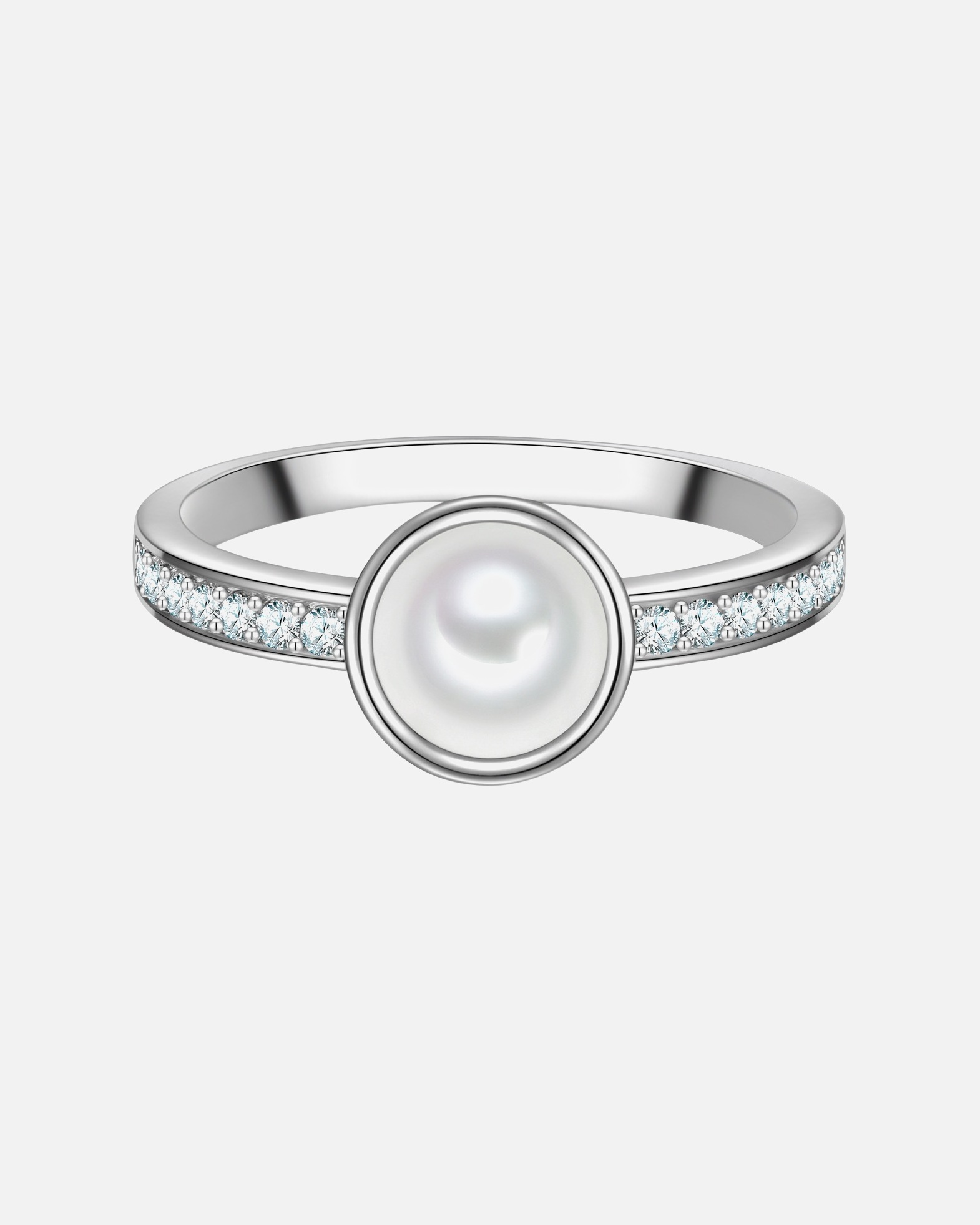 Bague pour Femme Trilani Bague en Argent Sterling en argent avec Zirconium et Perle de Nacre 52