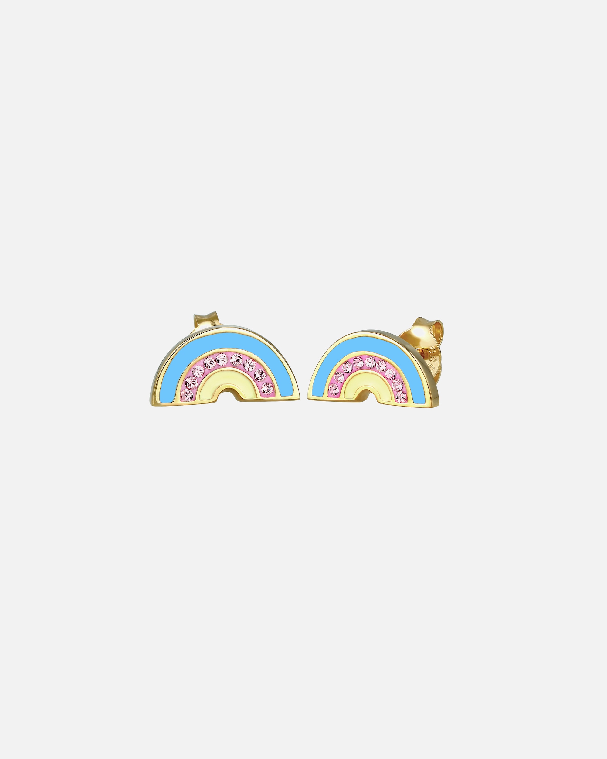Boucles d'oreilles pour Femme Elli Arc-en-Ciel avec Cristaux Clous d'Oreilles Enfants-Plaqué Or Argent (925/1000) goldfarben