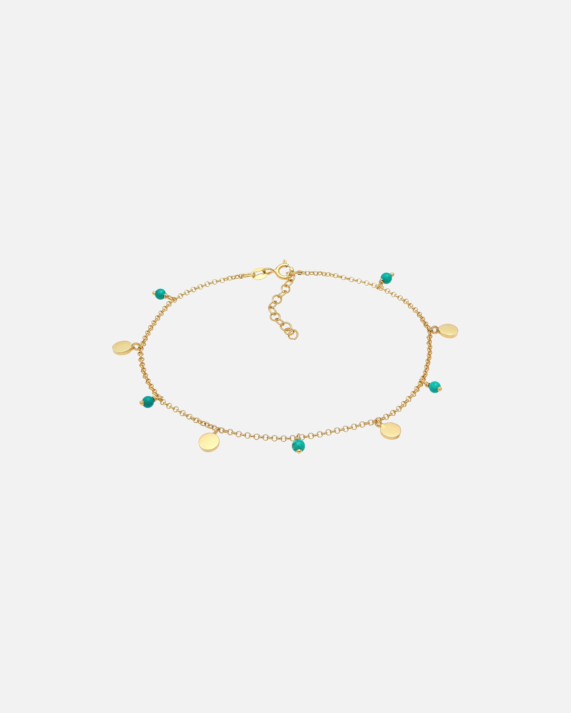 Bijou de cheville pour Femme Elli plaquette howlite turquoise boho 925 Argent Plaqué Or goldfarben