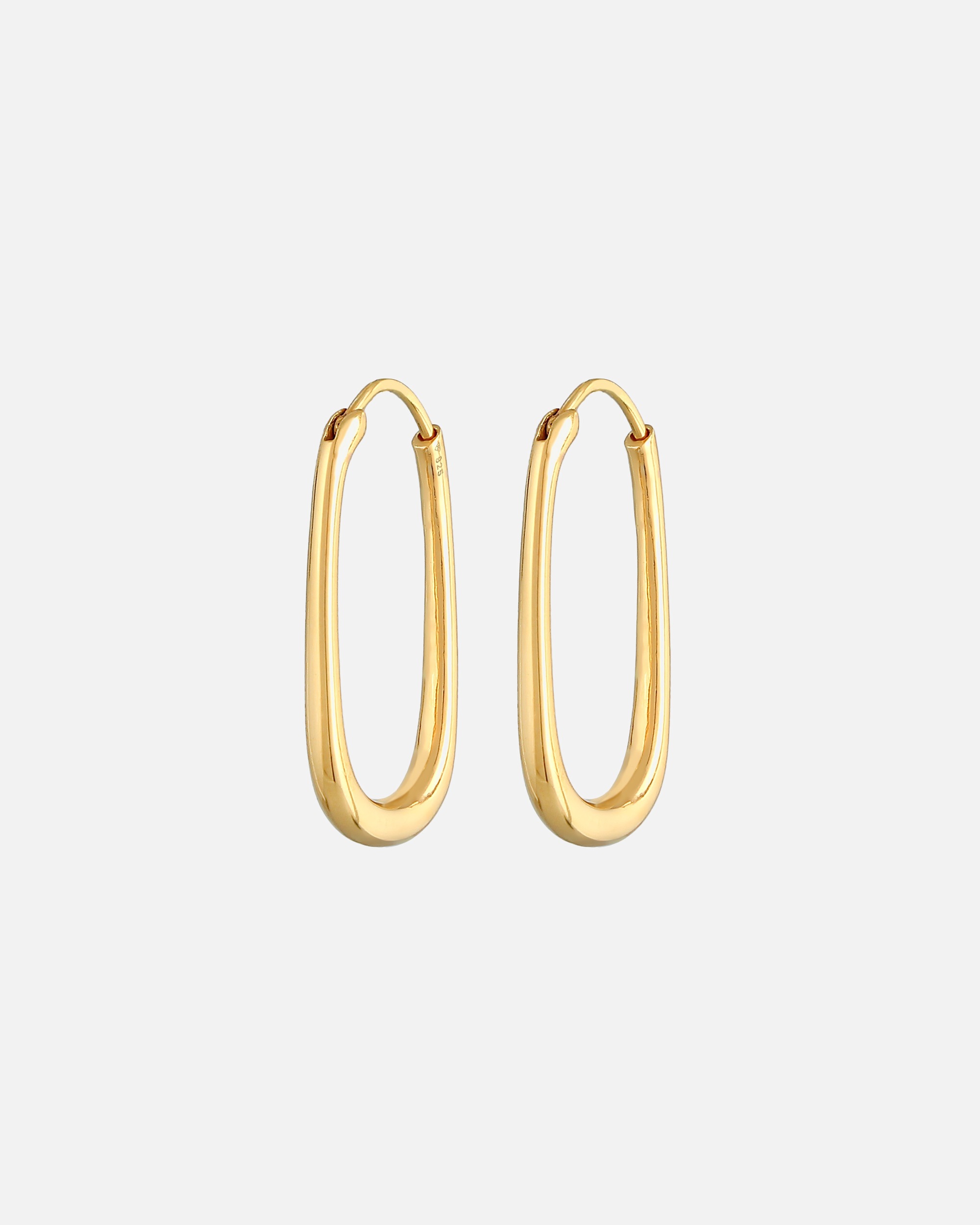 Boucles d'oreilles pour Femme Elli PREMIUM Créoles pour dames Ovale élégant intemporel de base en argent sterling 925 plaqué or goldfarben