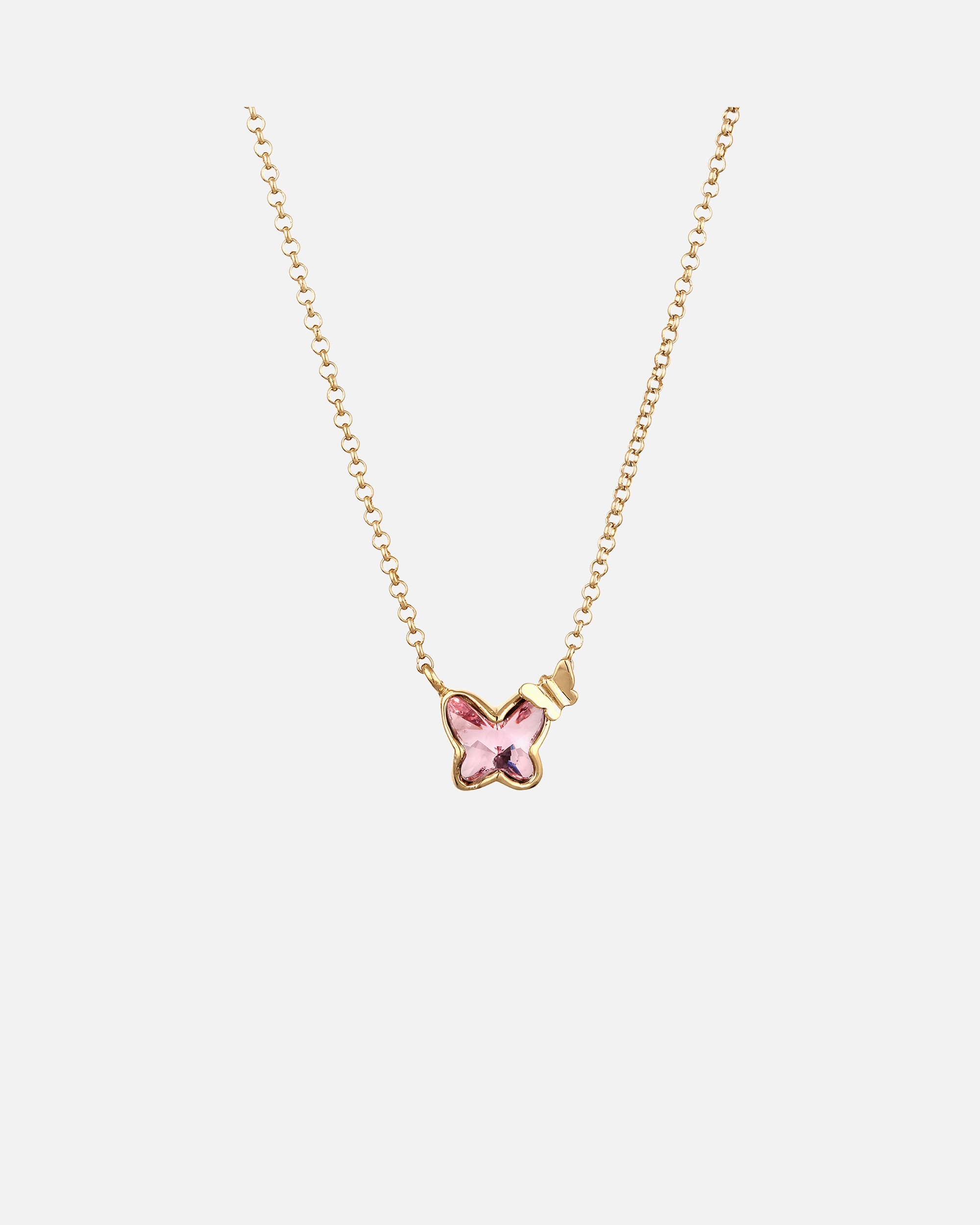 Collier pour Femme Nenalina Collier court avec pierre Papillon Cristaux de verre Blanc 925 Sterling Silver goldfarben