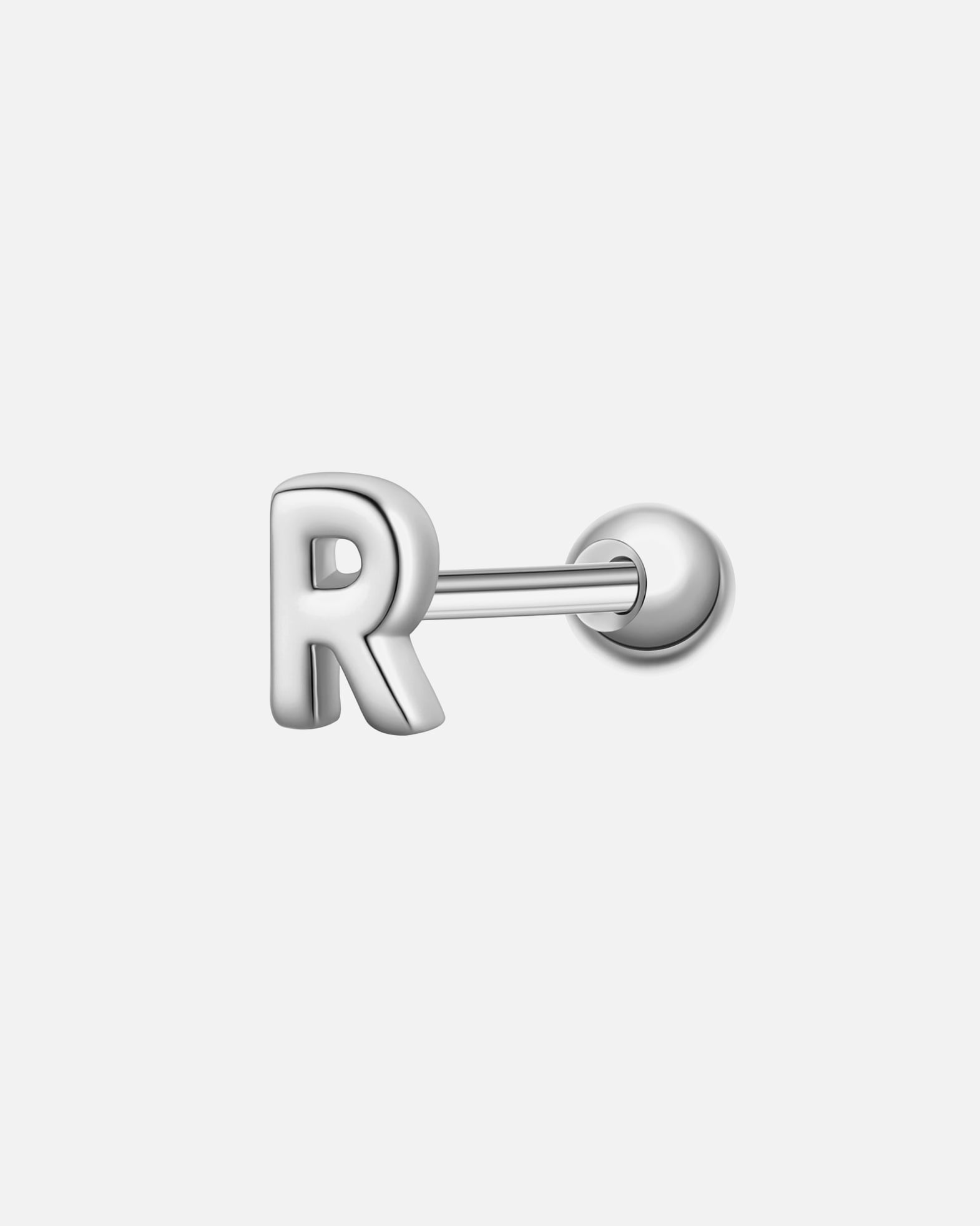 Boucles d'oreilles pour Femme Glanzstücke München Piercing Lettre R en argent sterling en argent 3,8 mm
