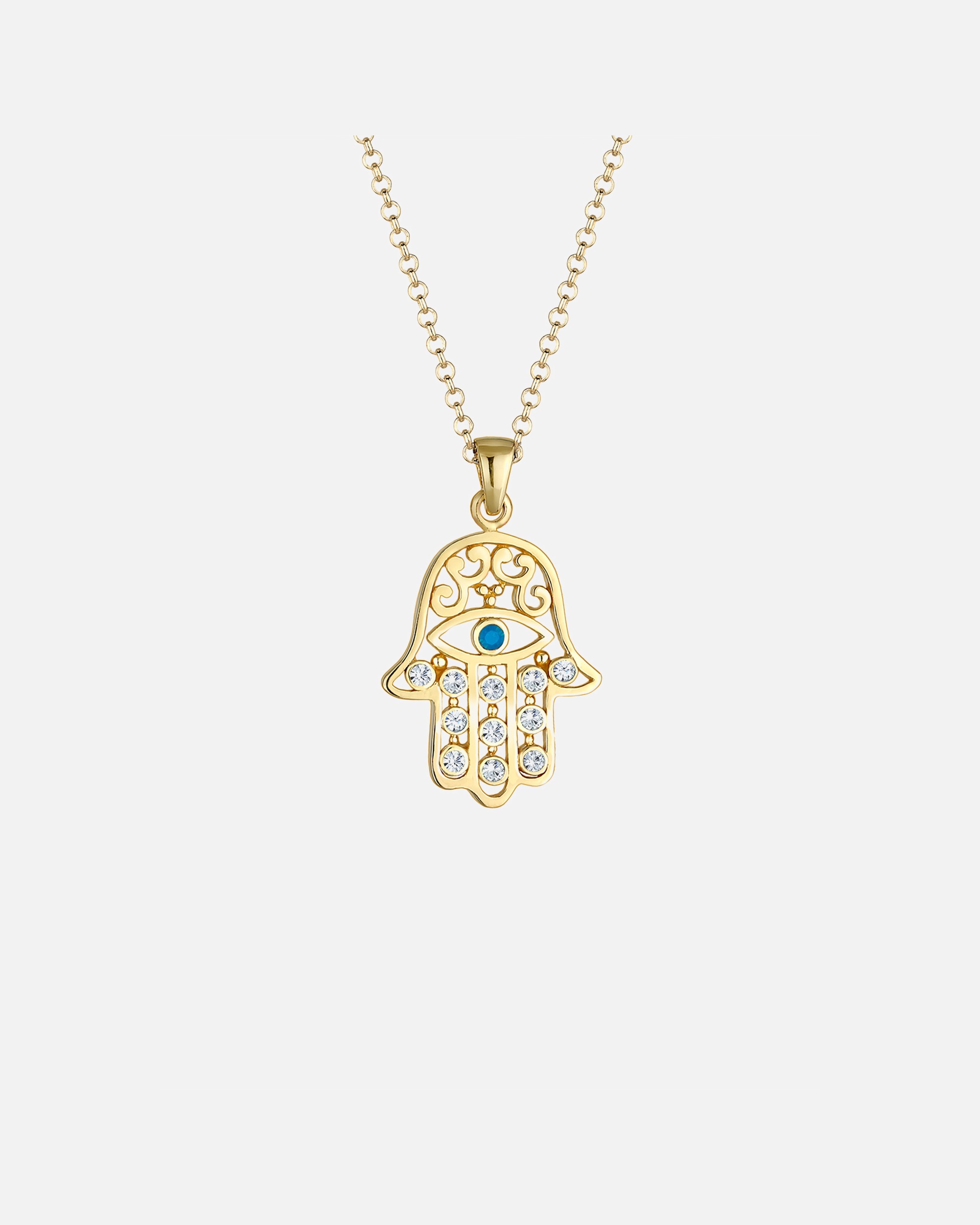 Collier pour Femme Elli Hamsa main de Fatima Evil Eye Cristaux 925 Argent goldfarben