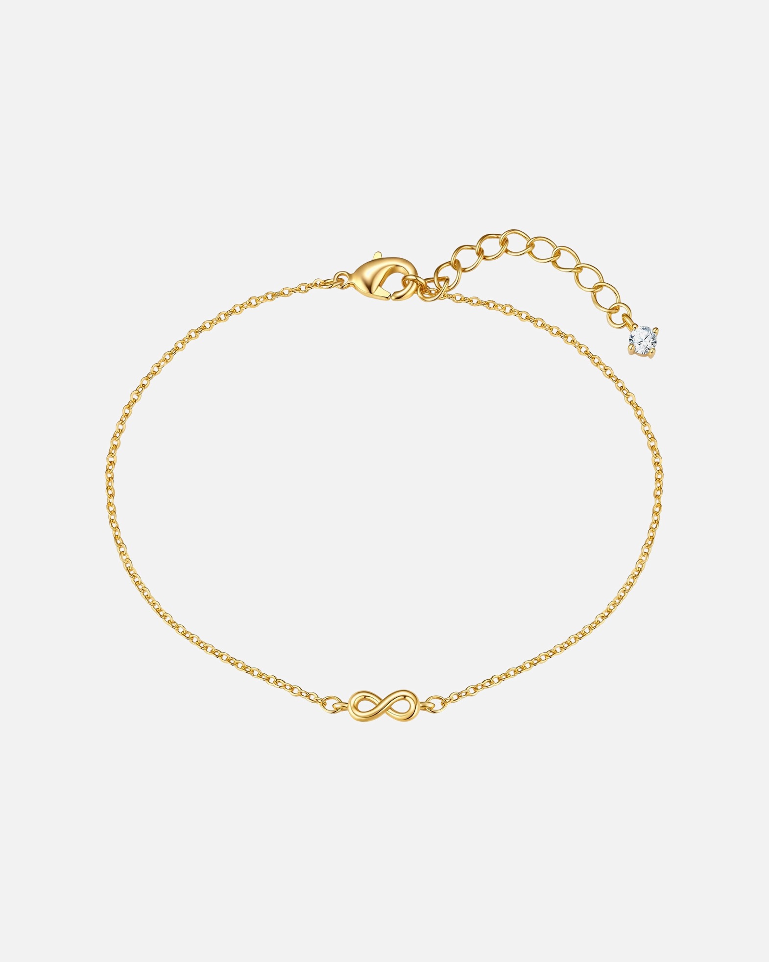 Bracelet pour Femme Lulu & Jane Bracelet Infinity en laiton en or jaune avec zirconium Longueur de base 17,0 + rallonge 3,0 cm
