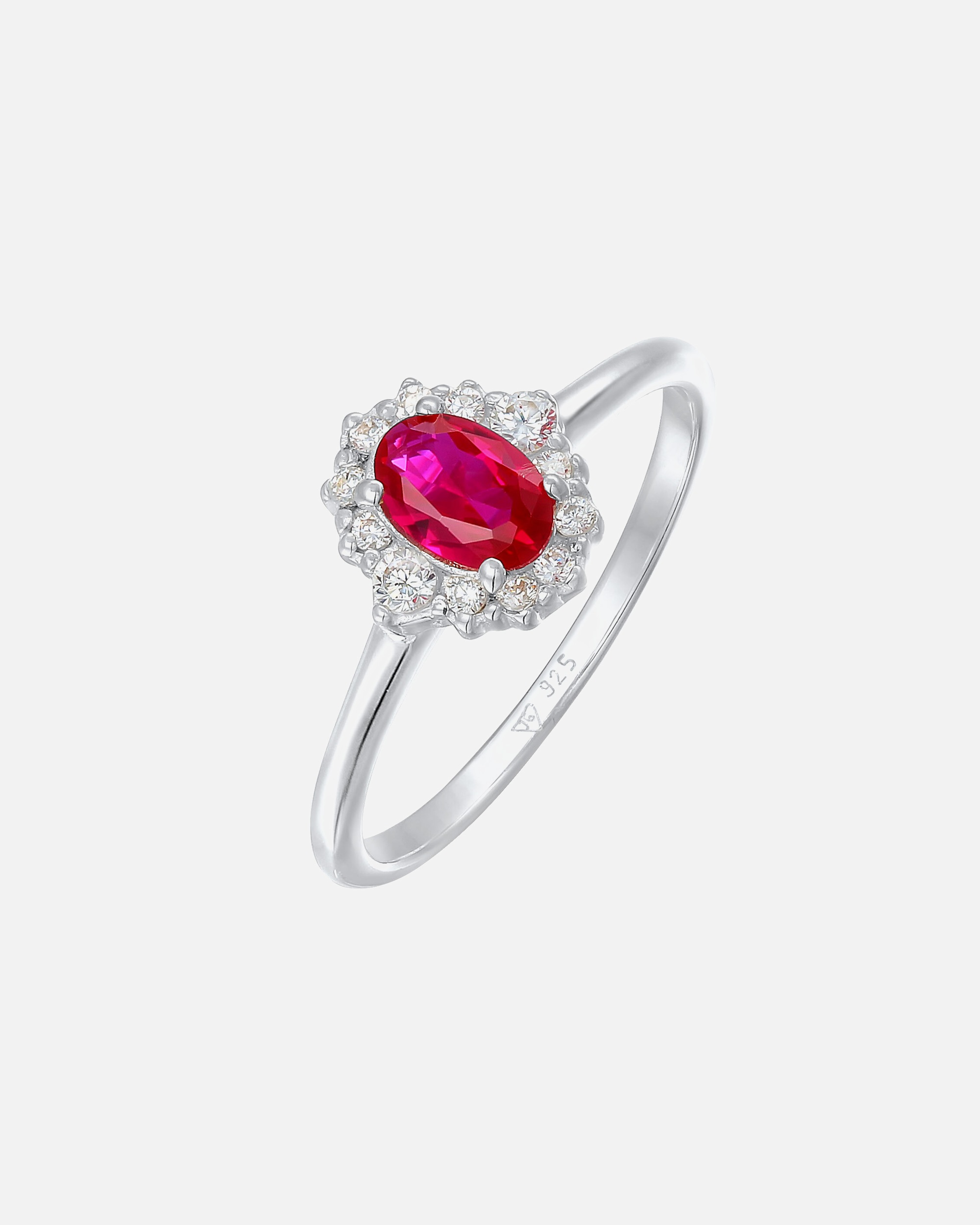 Bague pour Femme Elli Cocktailring Synthetischer Rubin Zirkonia 925 Silber 52