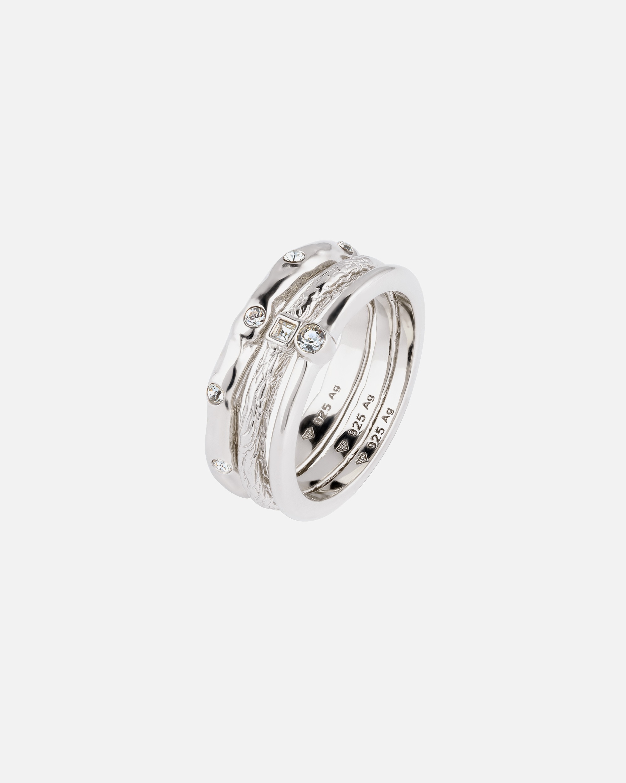 Bague pour Femme Elli Ensemble de Bagues Femmes Cristaux de Verre Taille Xirius Blanc Argent Sterling 925 58