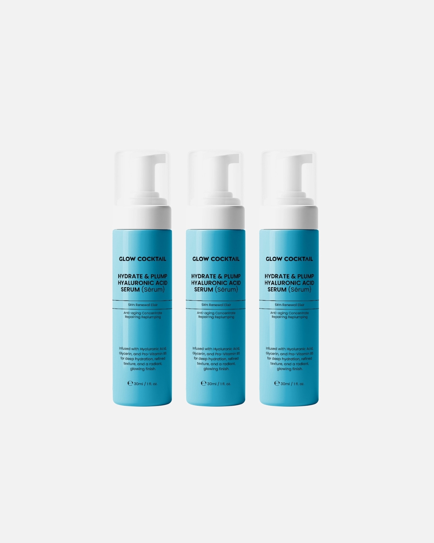Sérum à l’acide hyaluronique pour Femme Glow Cocktail Trio de sérums repulpants à l'acide hyaluronique 1 pièce