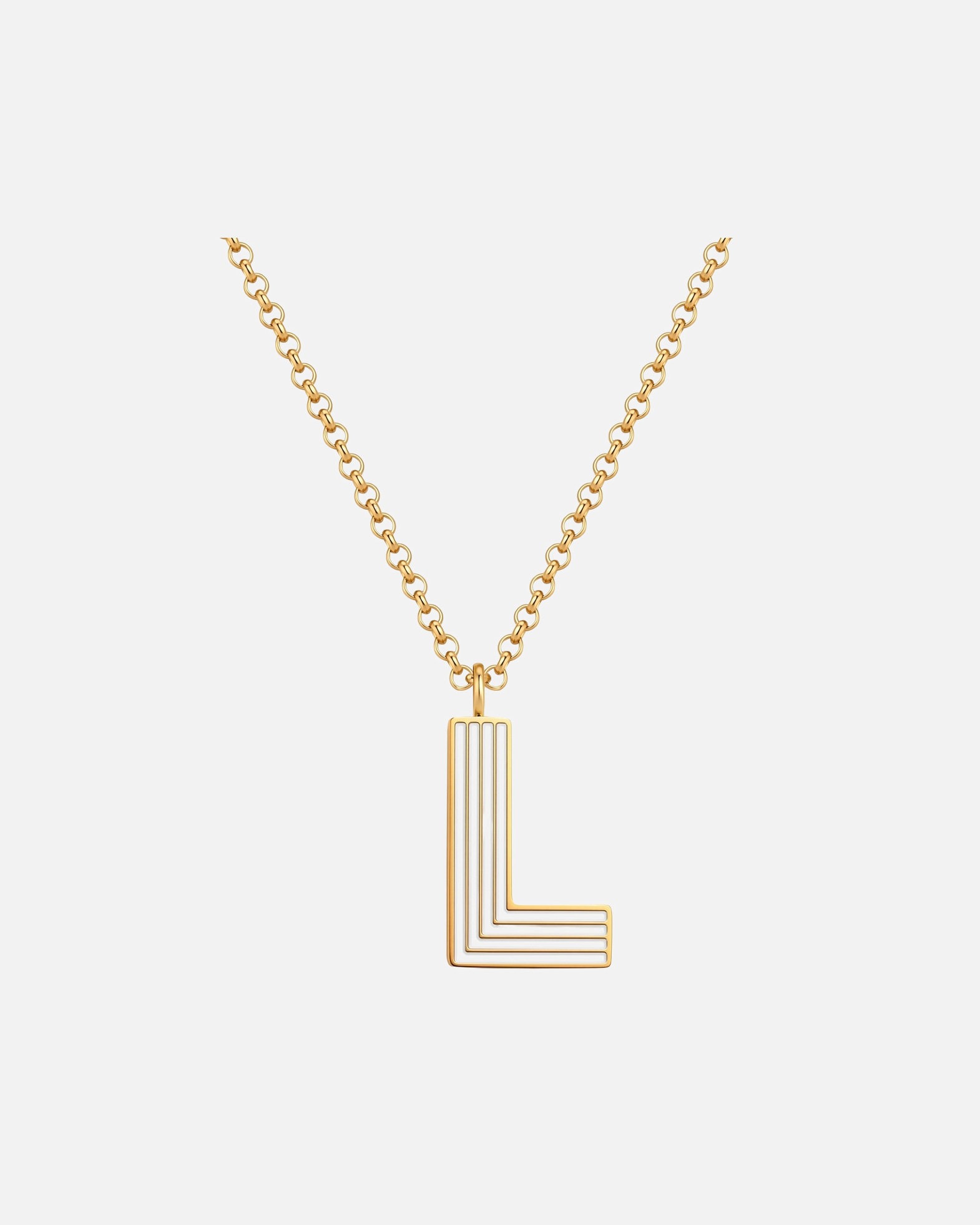 Collier pour Femme Glanzstücke München Collier Lettre L en Acier Inoxydable en Doré 40,0 cm Basiskette + 5,0 cm Verlängerung