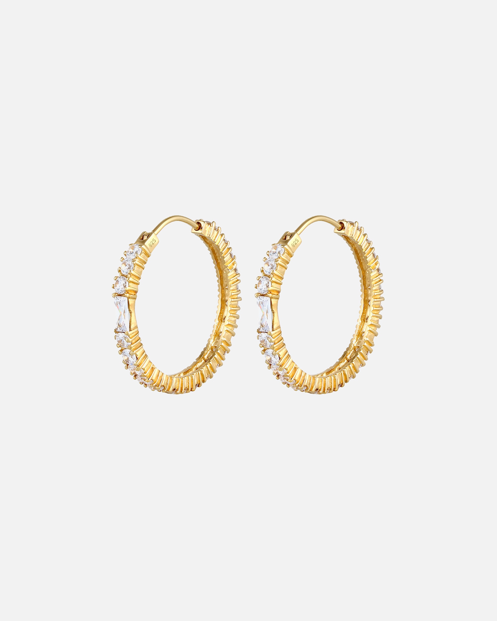 Boucles d'oreilles pour Femme Elli PREMIUM Créoles Étincellent avec des Cristaux de Zircone Boucles d'Oreilles Femme - (925/1000) Argent goldfarben