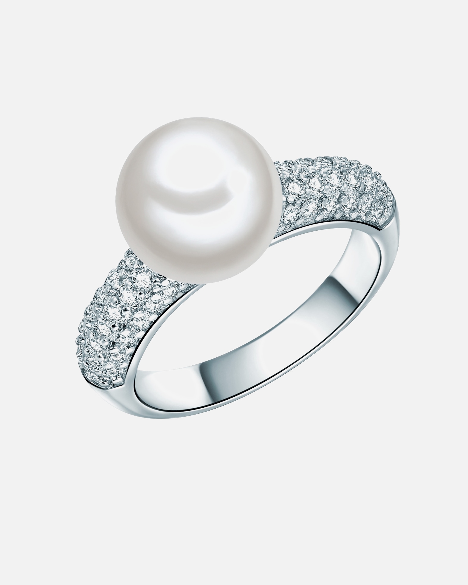 Bague pour Femme Lulu & Jane Bague avec perle Laiton Oxyde de zirconium (CZ) Perles organiques en Argent 52