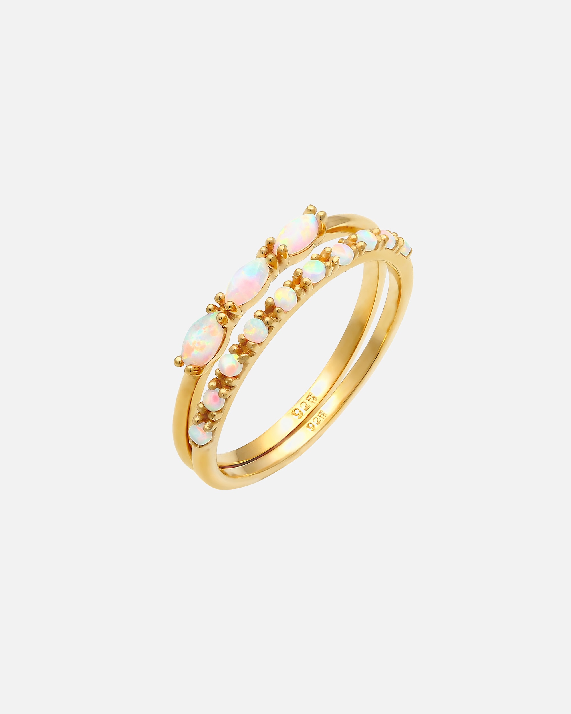 Bague pour Femme Elli Set Opale synthétique 925 Argent Plaqué Or 56