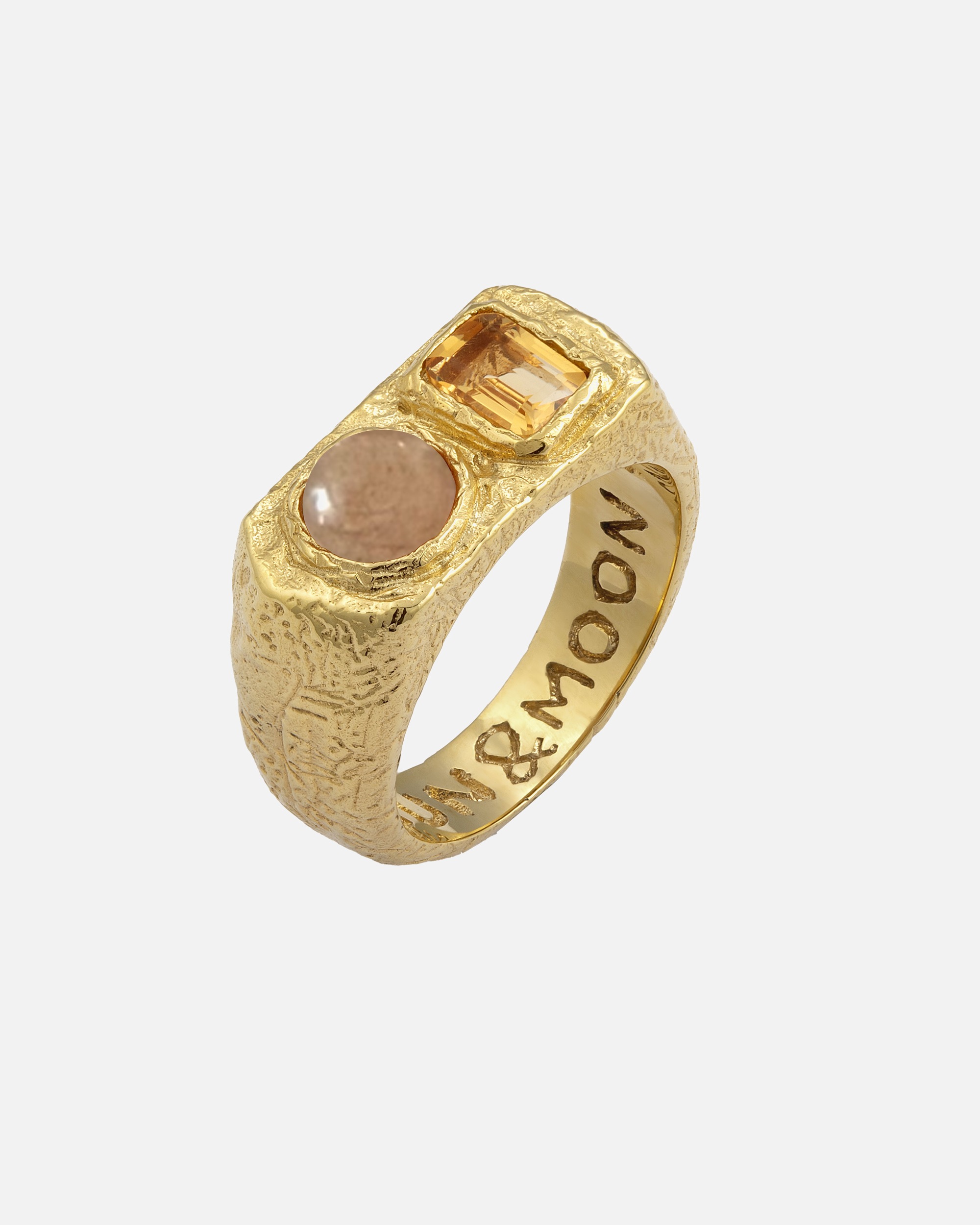 Bague pour Femme Haze & Glory Default Brand Line Bague Signet Cercle Pierre de Soleil Orange 925 Sterling Silver 62
