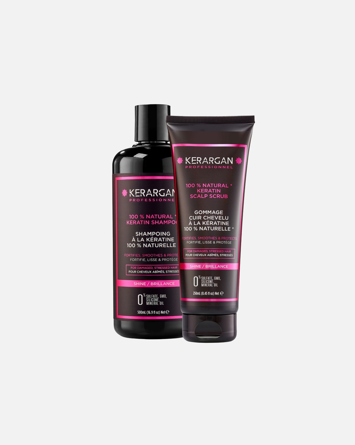 Kit coiffant pour Unisexe Kerargan Kerargan - Duo Shampoing et Gommage à la Kératine - 500ml + 250ml Kerargan - Duo Shampoing et Gommage à la Kératine - 500ml + 250ml