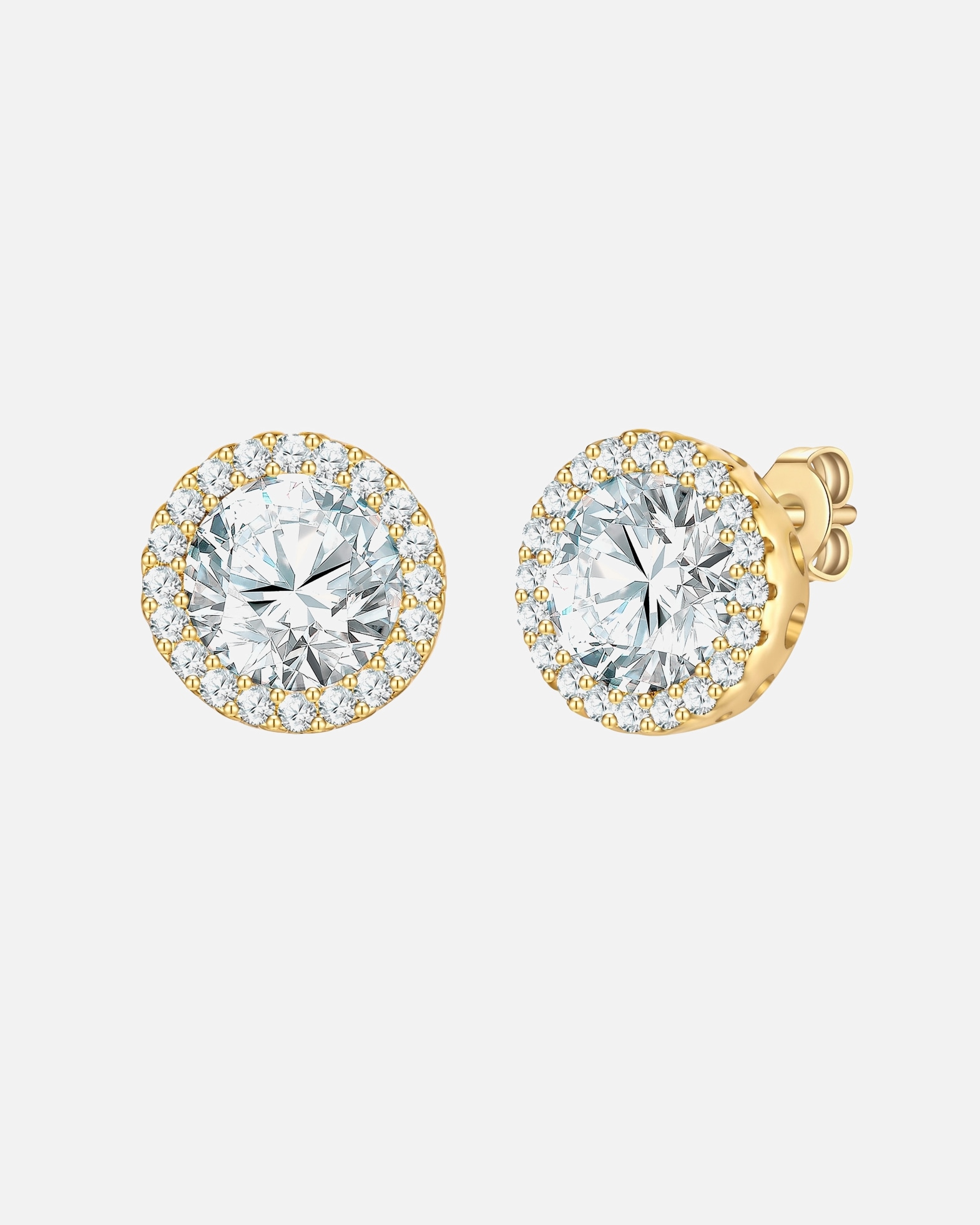 Boucles d'oreilles pour Femme Yokoamii Clous d'oreilles en laiton en or jaune avec zirconium 8,8 mm