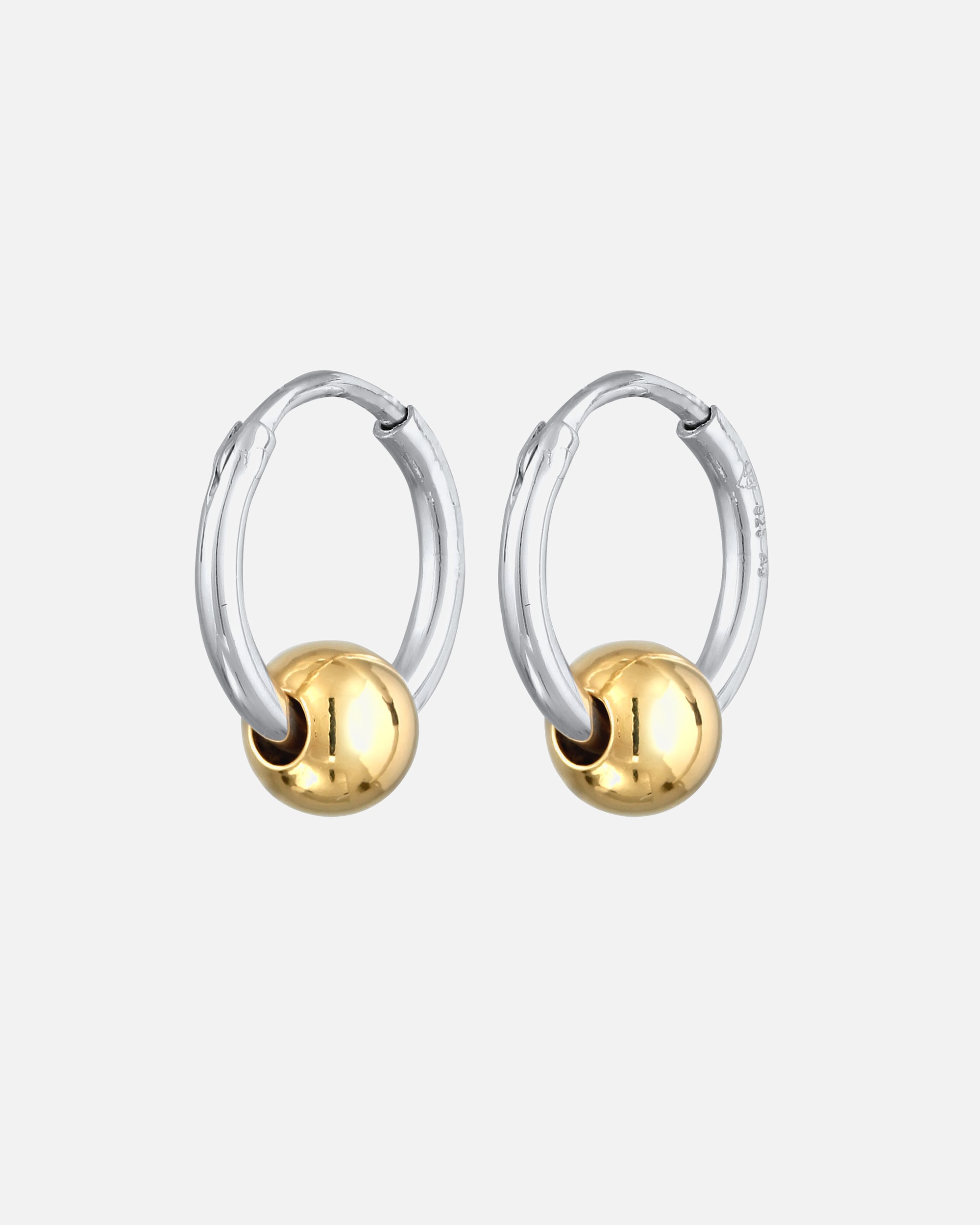Boucles d'oreilles pour Homme KUZZOI Créole Boule 925 Sterling Silver Gold-plated Bicolore