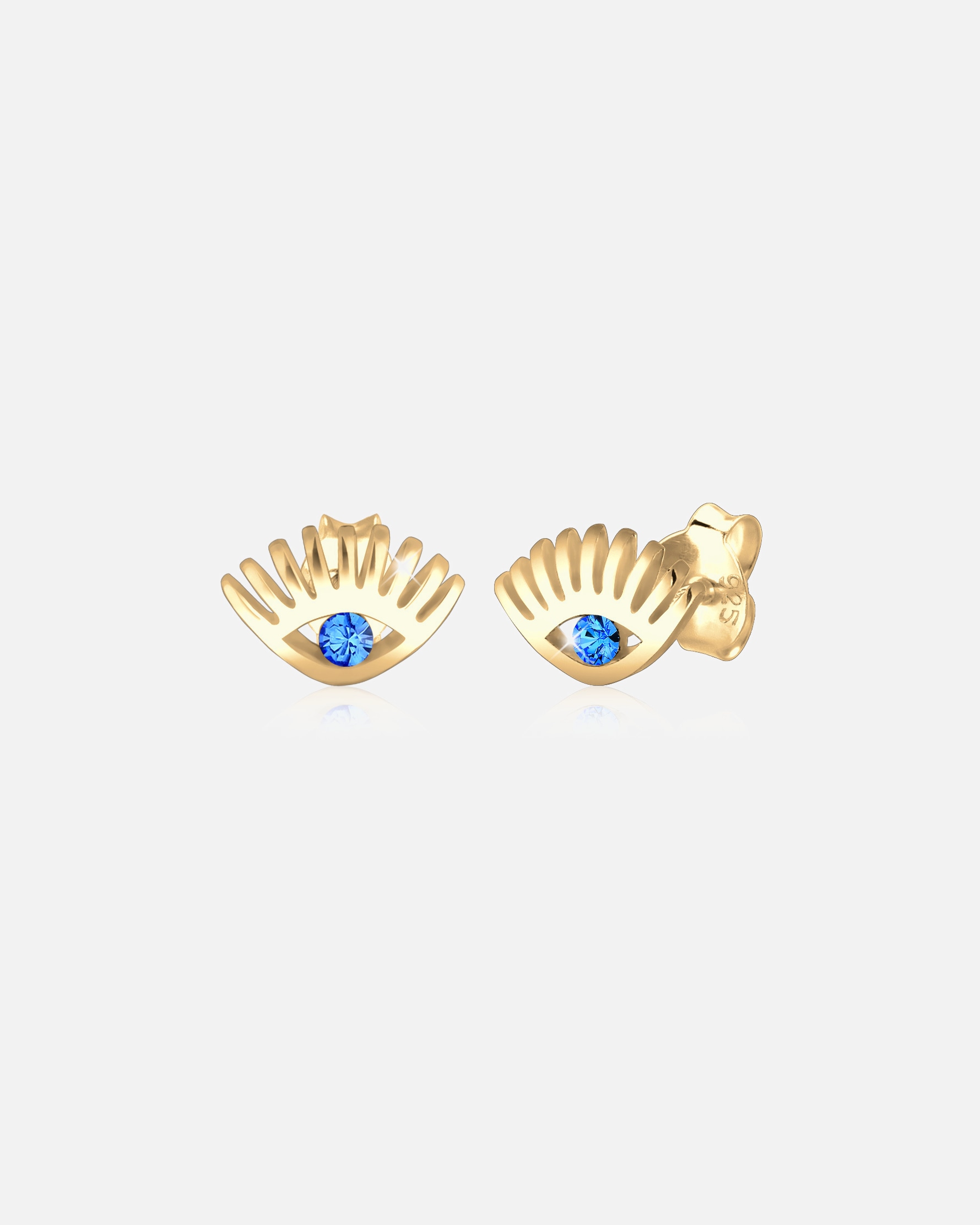 Boucles d'oreilles pour Femme Elli Evil Eye avec des Cristaux Clous d'Oreille Femme - (925/1000) Argent goldfarben