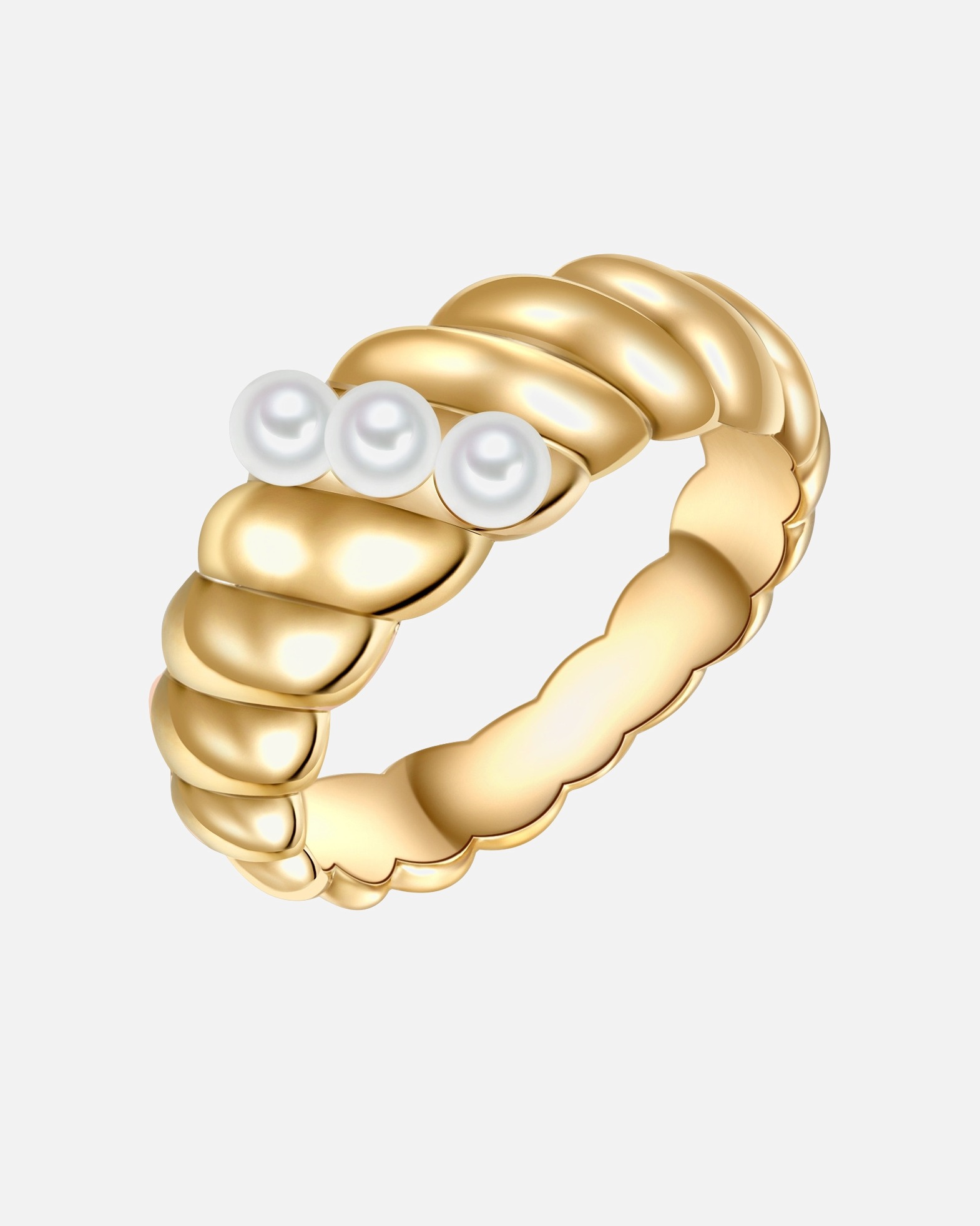Bague pour Femme Lulu & Jane Bague Laiton Perles organiques en Or jaune 54