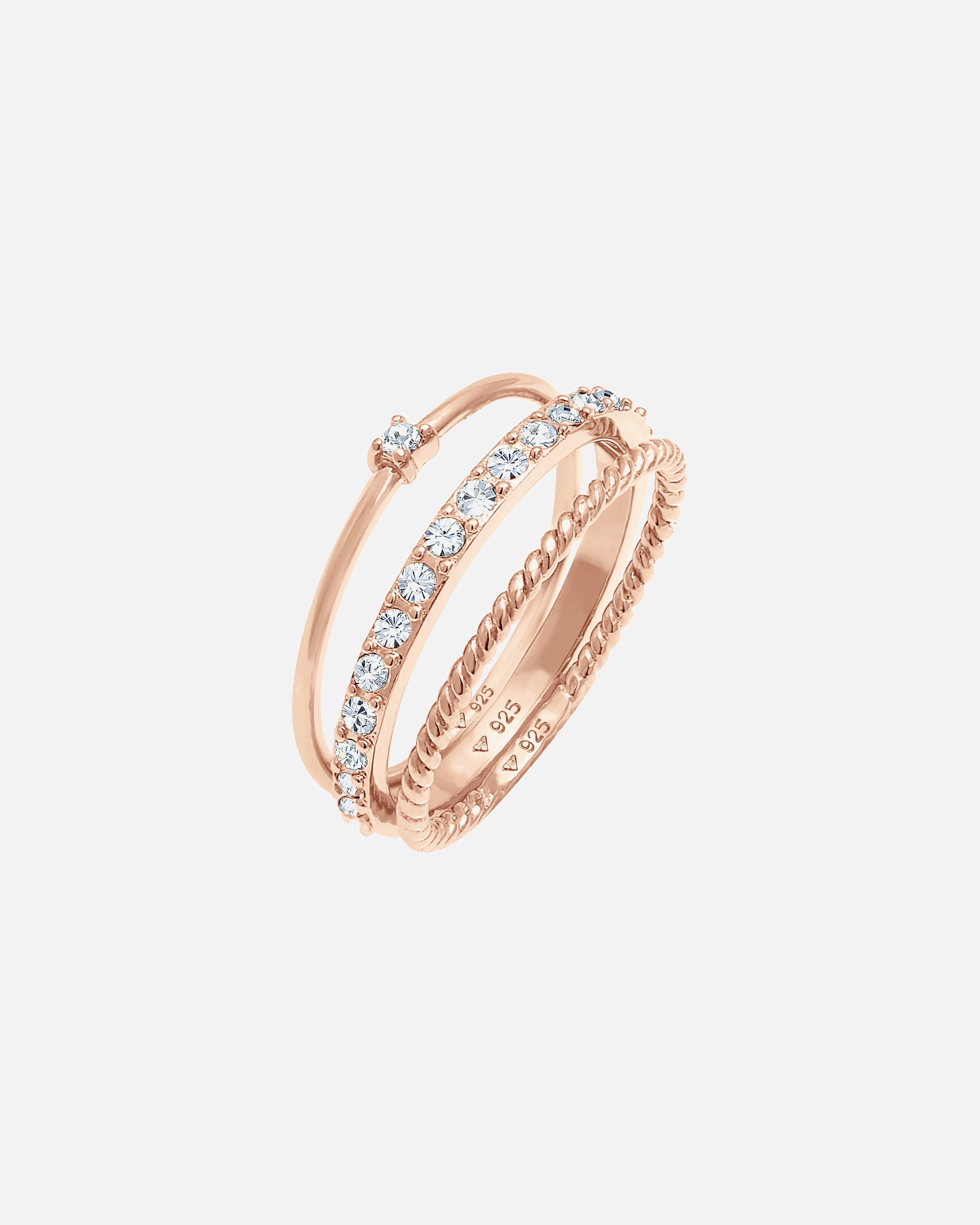 Bague pour Femme Elli Cristaux Anneau empilé Set de 3 pièces 925 Argent 56