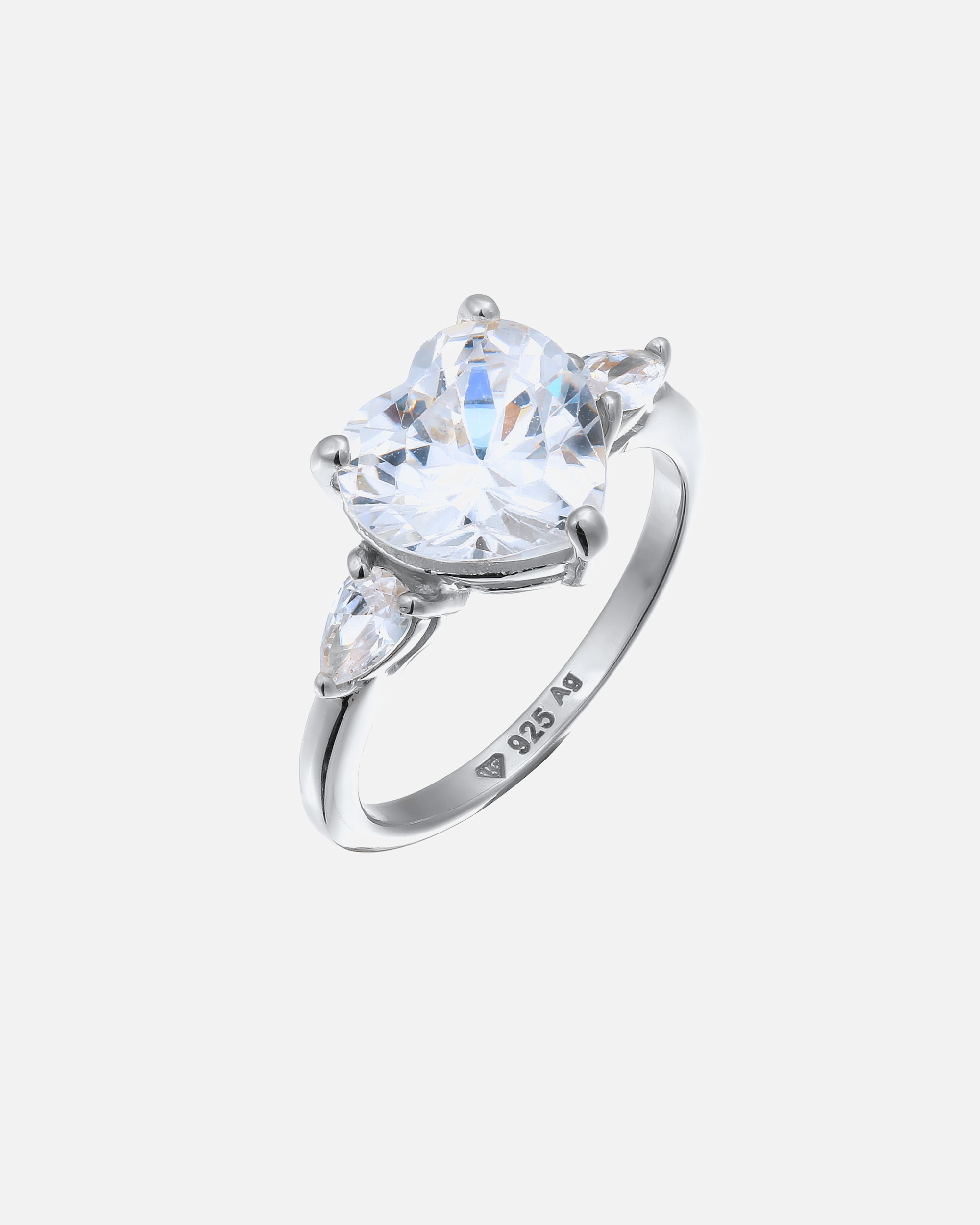 Bague pour Femme Bague Cœur Zirconia Blanc 925 Sterling Silver 56