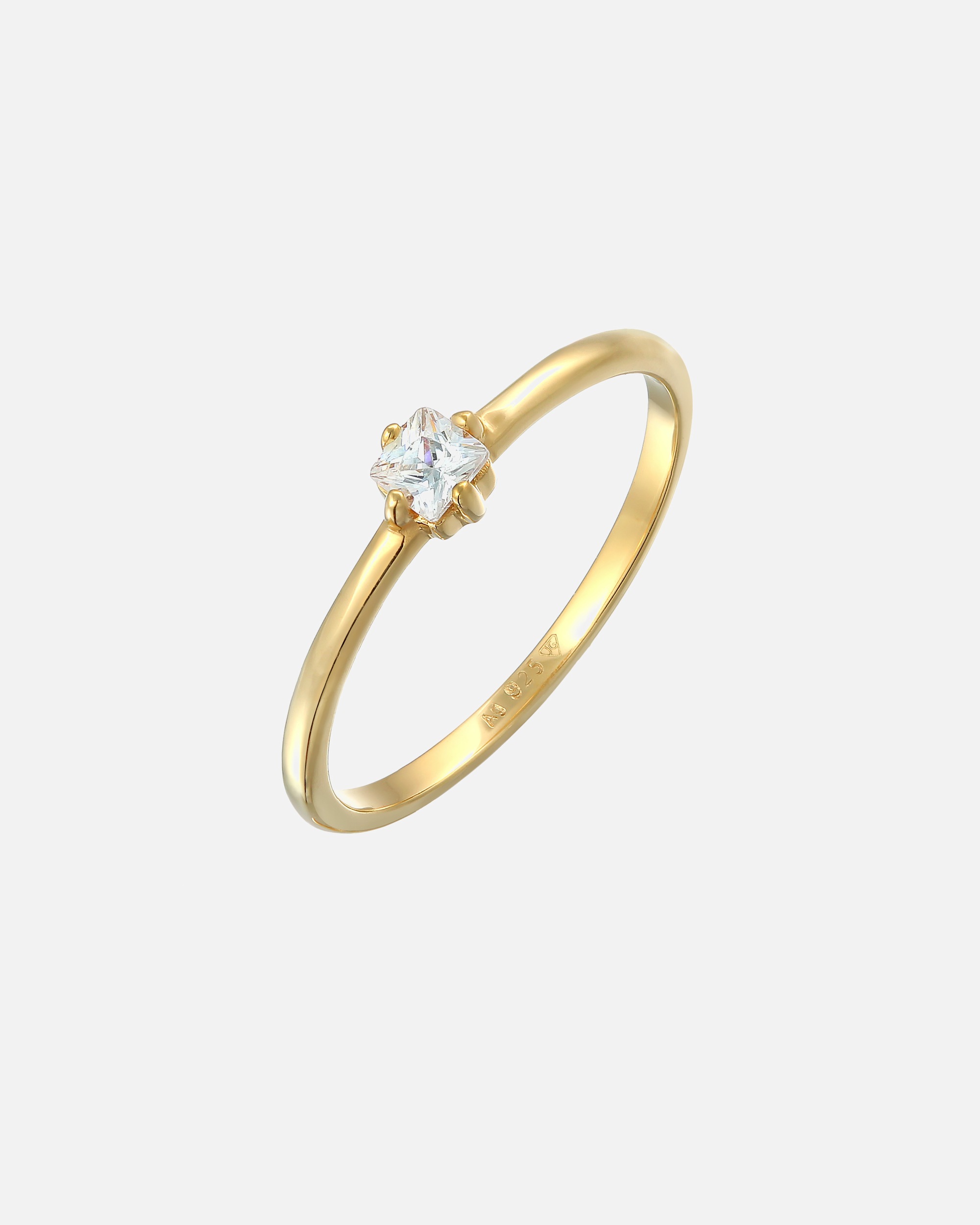 Bague pour Femme Elli Femmes Bague de fiançailles Solitaire Classique avec Zirconia en argent sterling 925 plaqué or 54