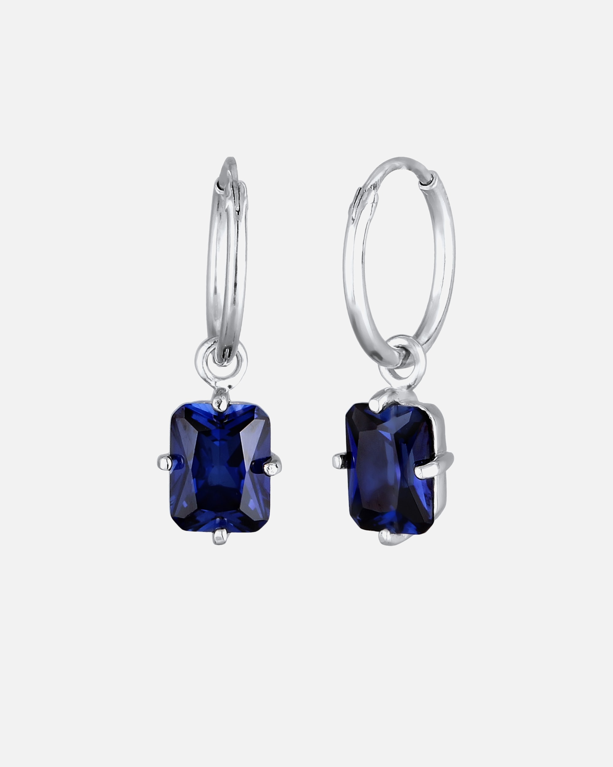 Boucles d'oreilles pour Femme Elli PREMIUM Créole rectangle saphir bleu foncé 925 Sterling Silver silberfarben