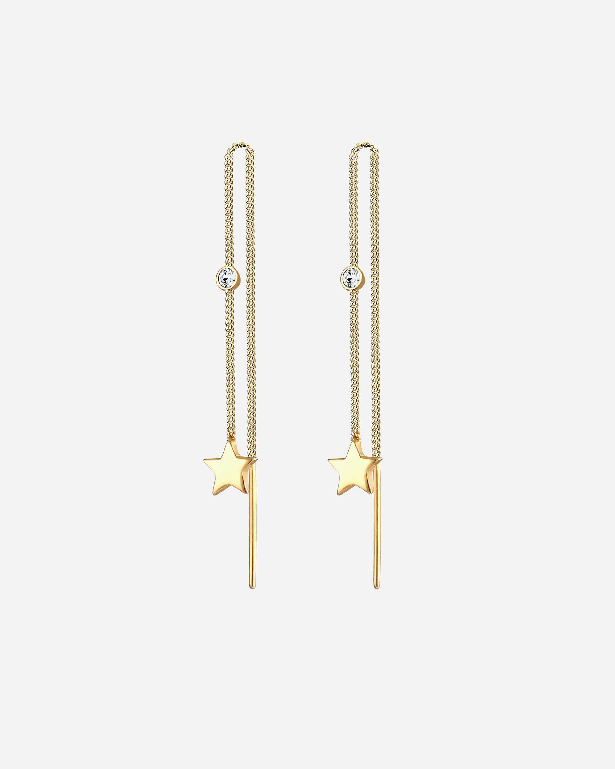 Boucles d'oreilles pour Femme Elli Femmes traversante étoile pendentif avec cristaux en argent sterling 925 goldfarben