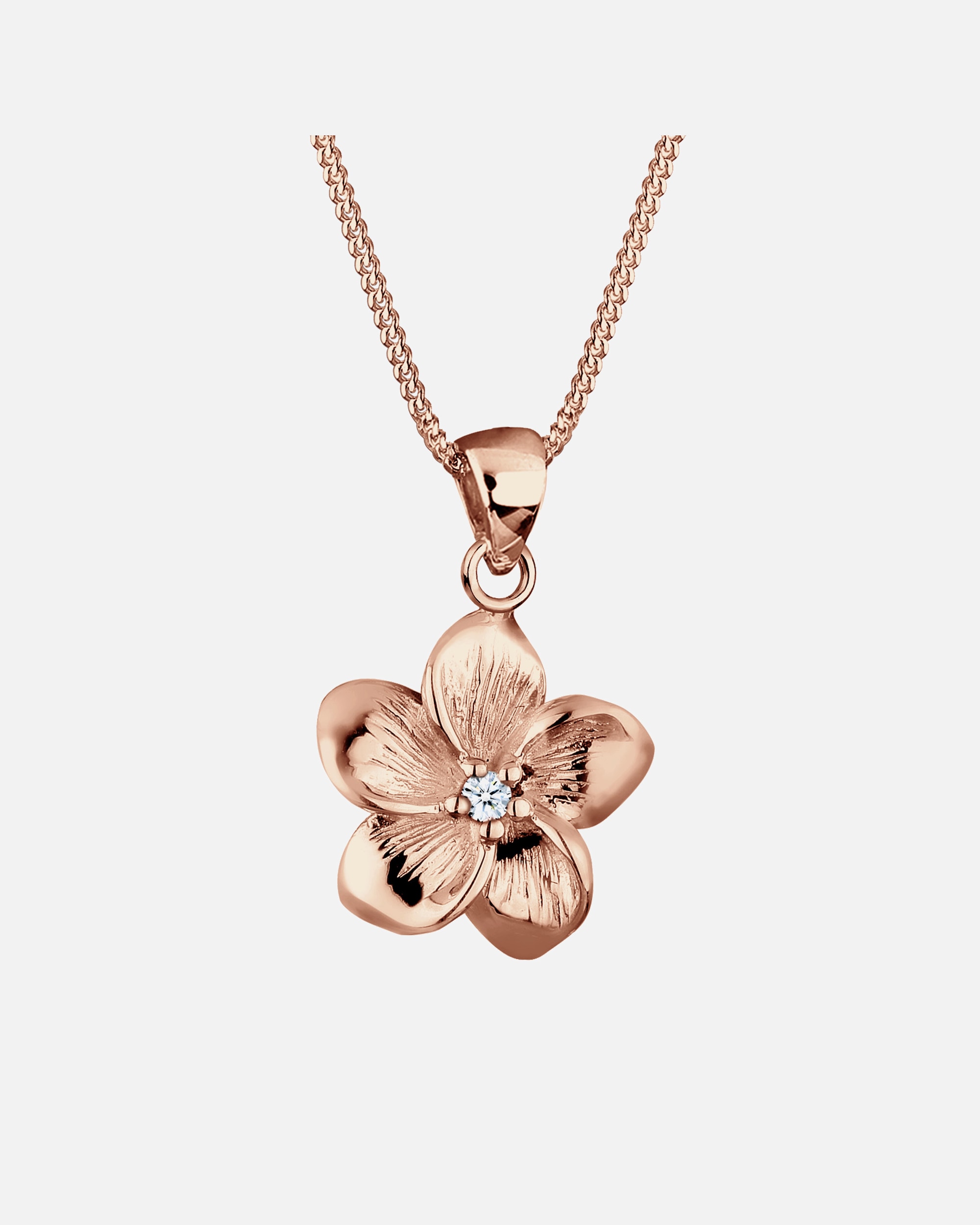 Collier pour Femme Elli DIAMONDS Fleur de frangipanier diamant (0.03 ct ) Argent 925 rosefarben