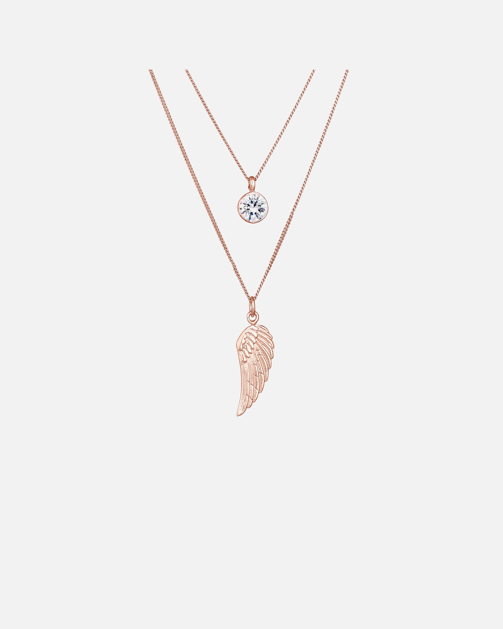 Collier pour Femme Elli Femmes Layer symbole des ailes avec cristal en argent sterling 925 rosefarben