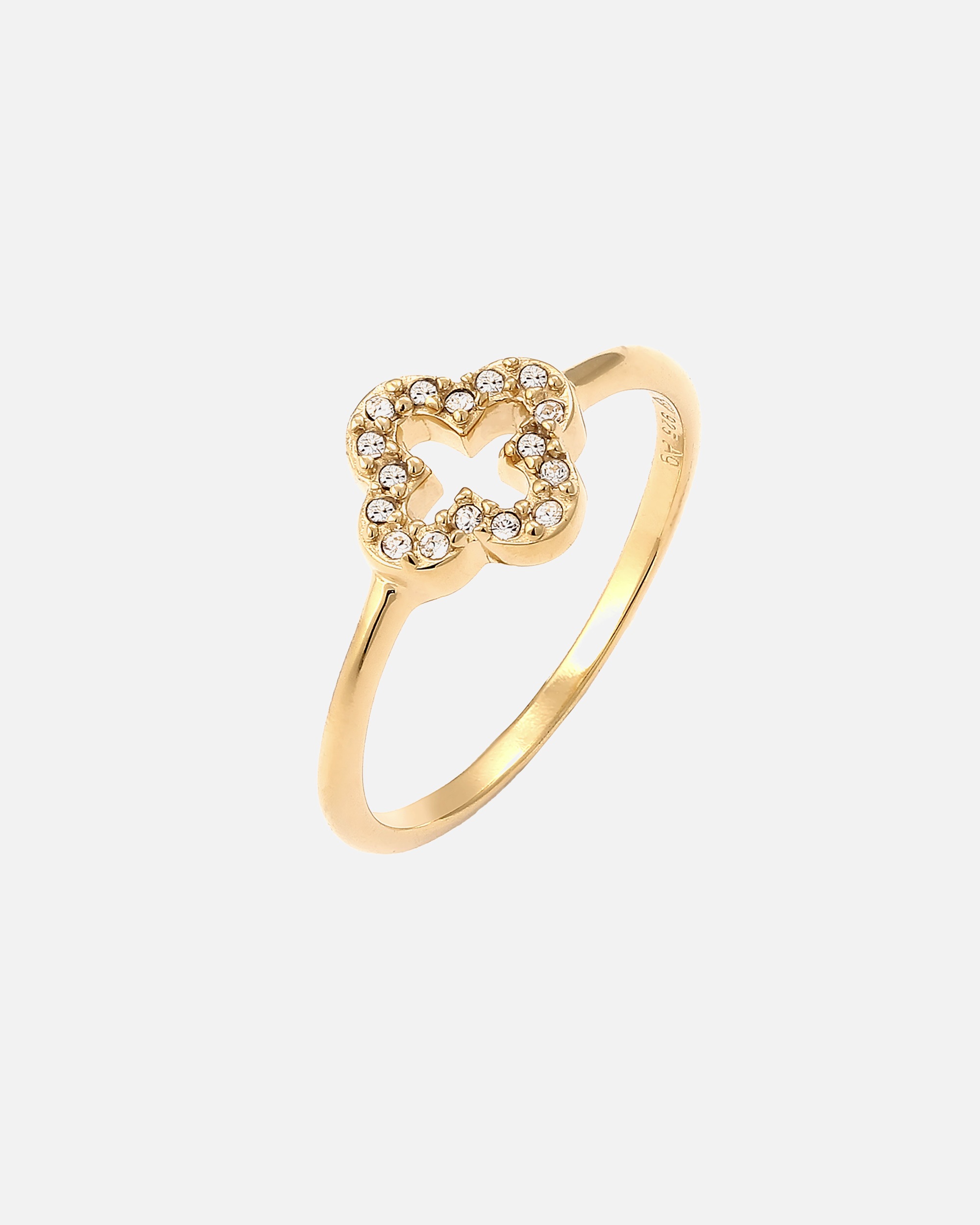 Bague pour Femme Elli Bague Trèfle Cristaux de Verre Blanc 925 Sterling Silver 54