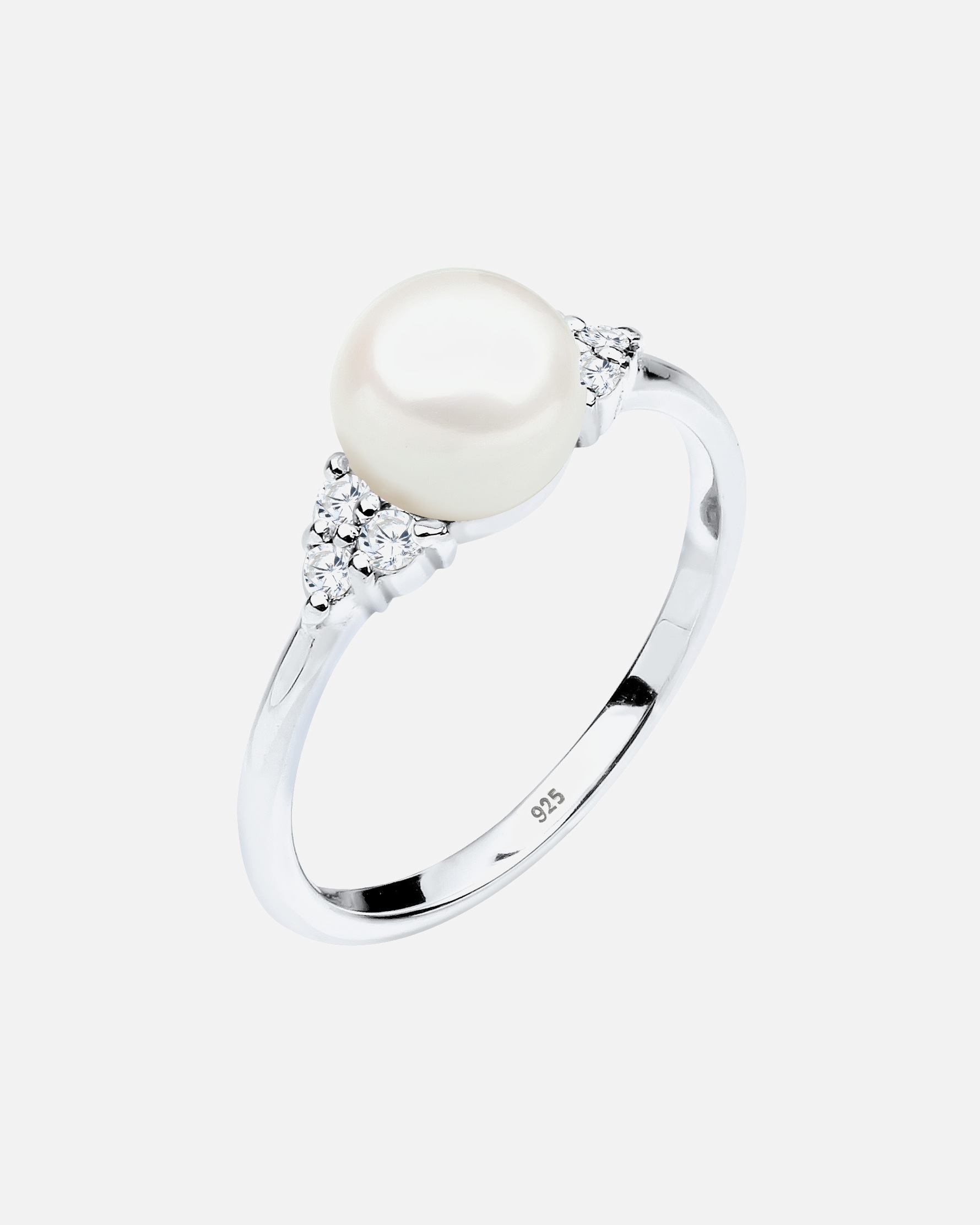 Bague pour Femme Elli PREMIUM Perle Perle d´eau Douce Cristaux de Zircone 925 Argent 54