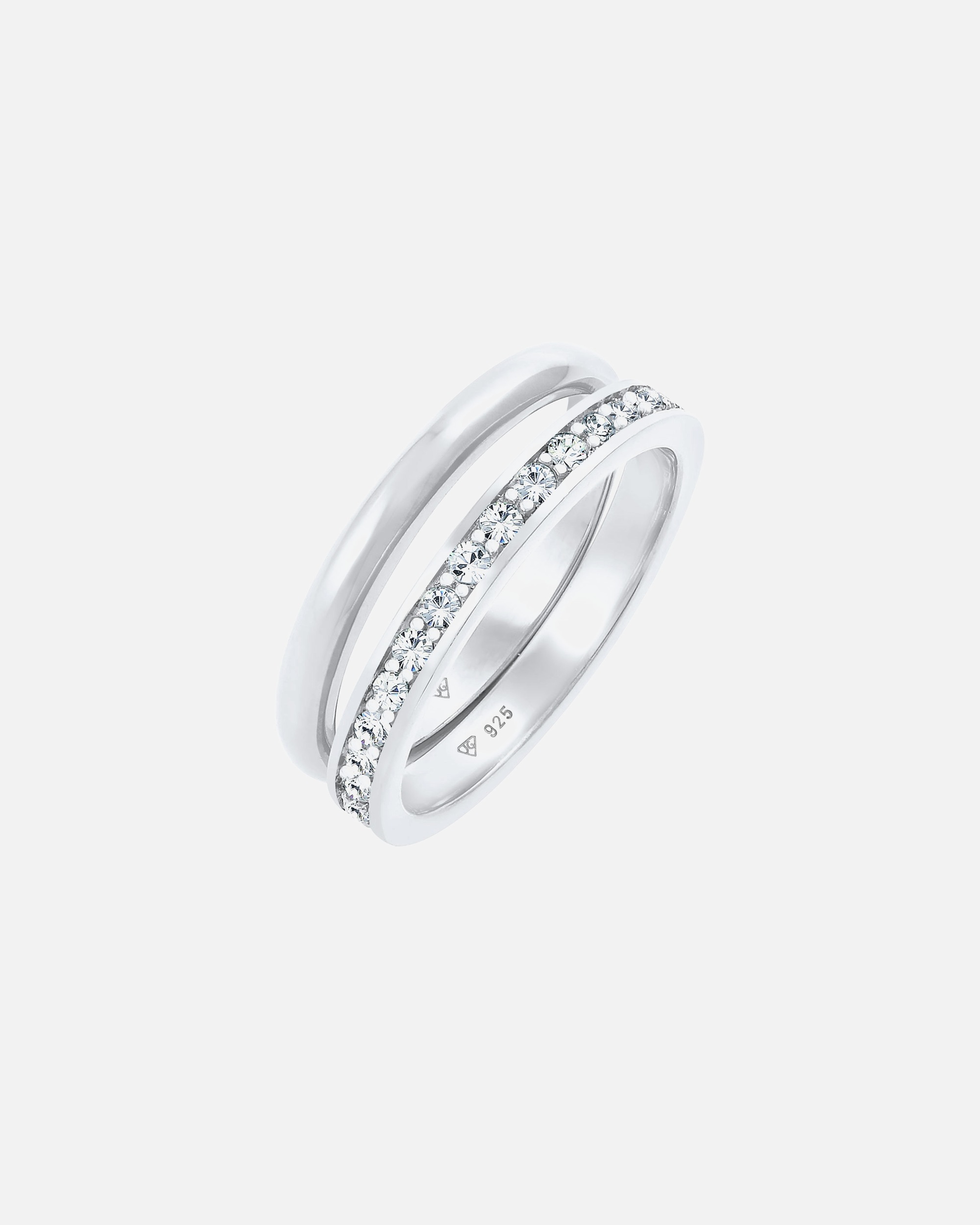 Bague pour Femme Elli Cristaux Memoire Anneau Ruban Basique Set de 2 pièces en Argent Sterling 925 56