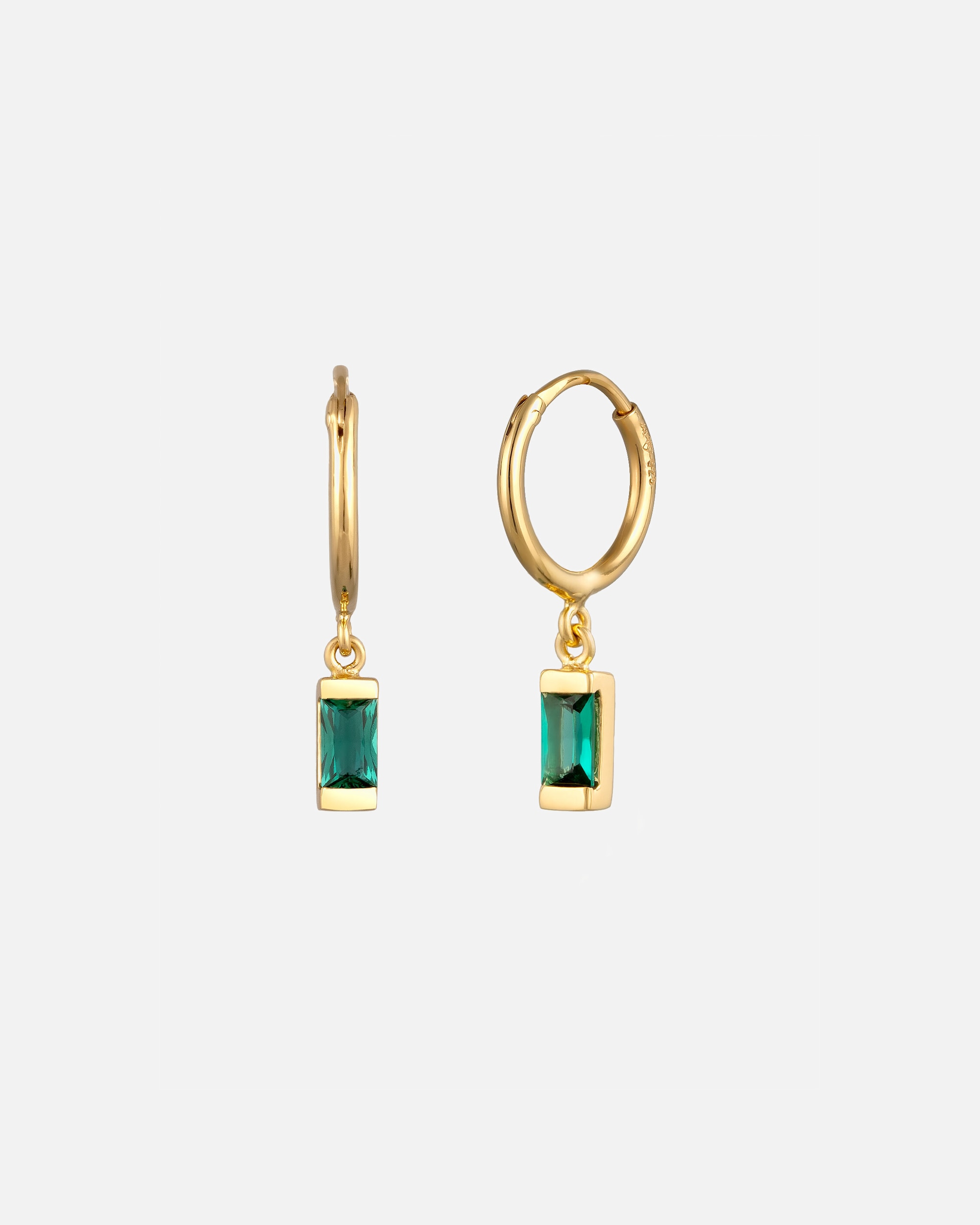 Boucles d'oreilles pour Femme Créole rectangle Émeraude synthétique Vert 925 Sterling Silver Gold-plated goldfarben