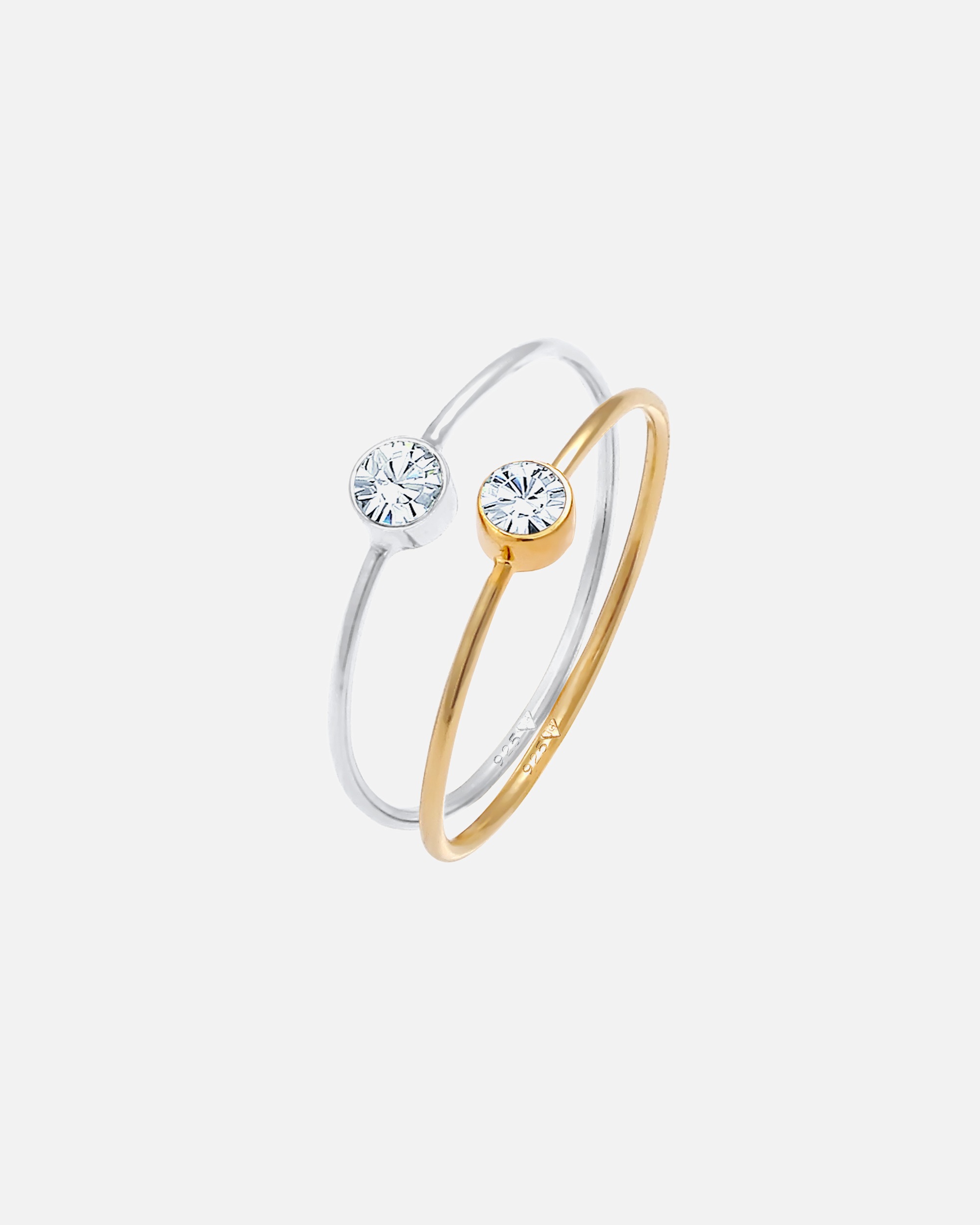 Bague pour Femme Elli Solitaire Set Cristaux 925 Argent Bicolor 58
