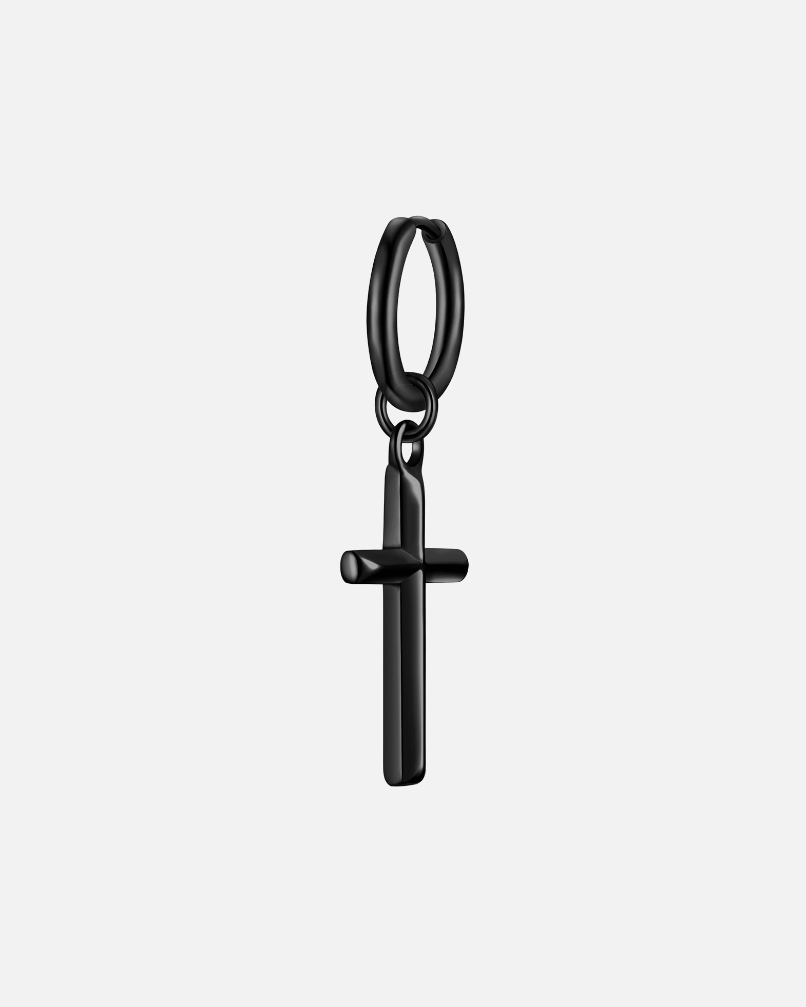Créoles pour Homme True Rebels Boucles d´oreilles Croix en Acier inoxydable en Noir 38,2 mm