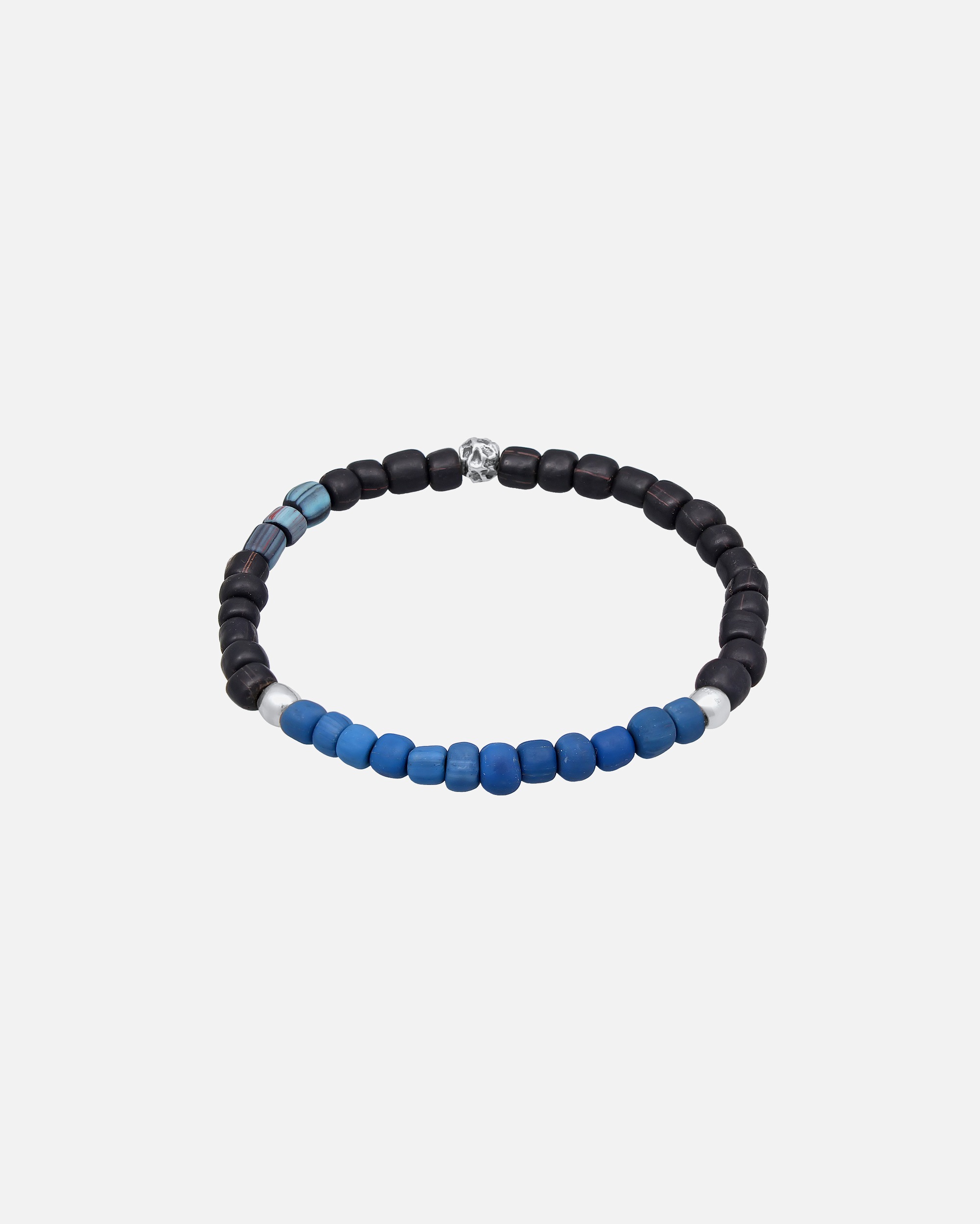 Bracelet pour Homme KUZZOI Glas Beads Schwarz-Blau 925 Silber 21