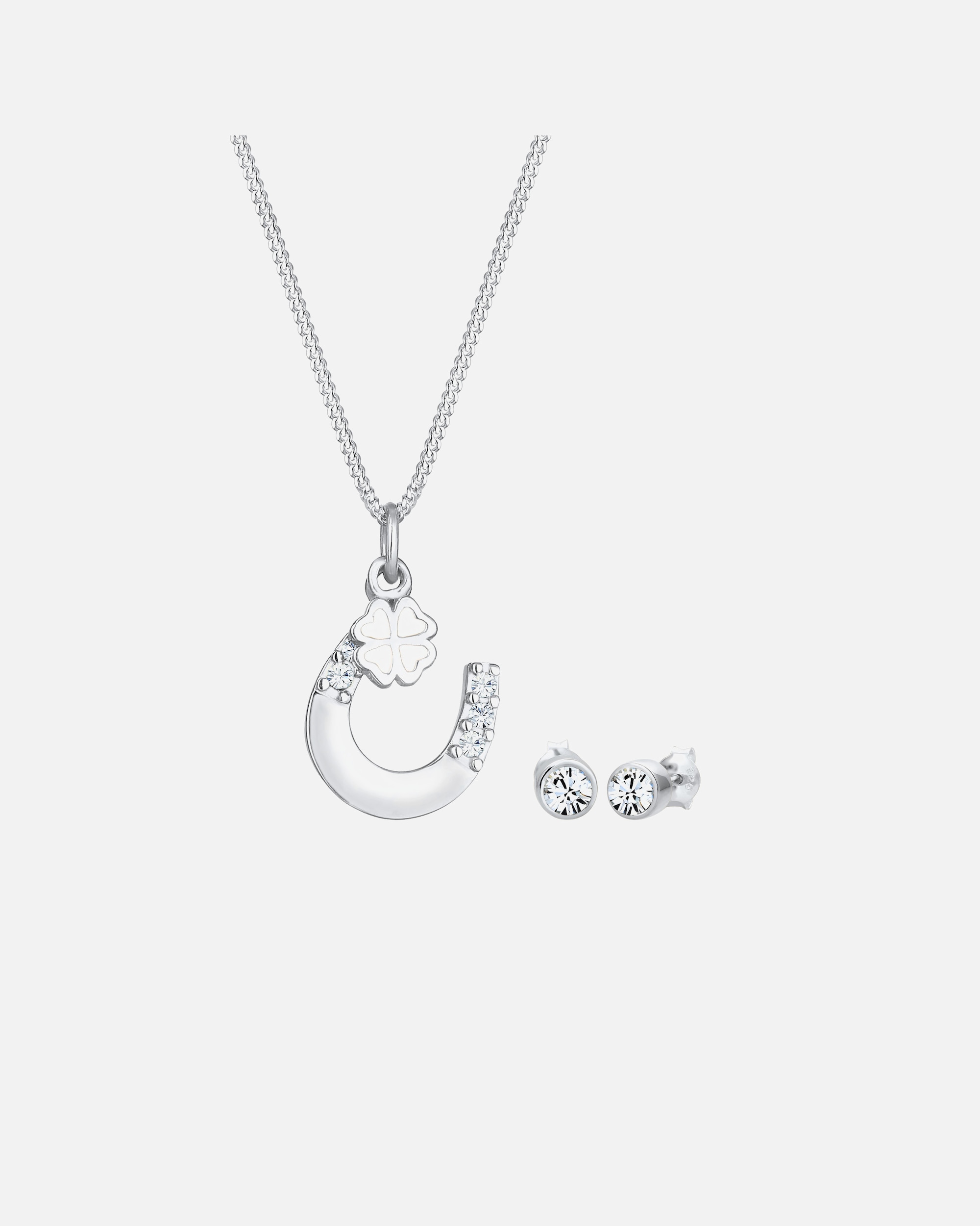 Bijoux pour Femme Elli Femmes fer à cheval pendentif clous d'oreilles set avec cristaux en argent sterling 925 45 cm