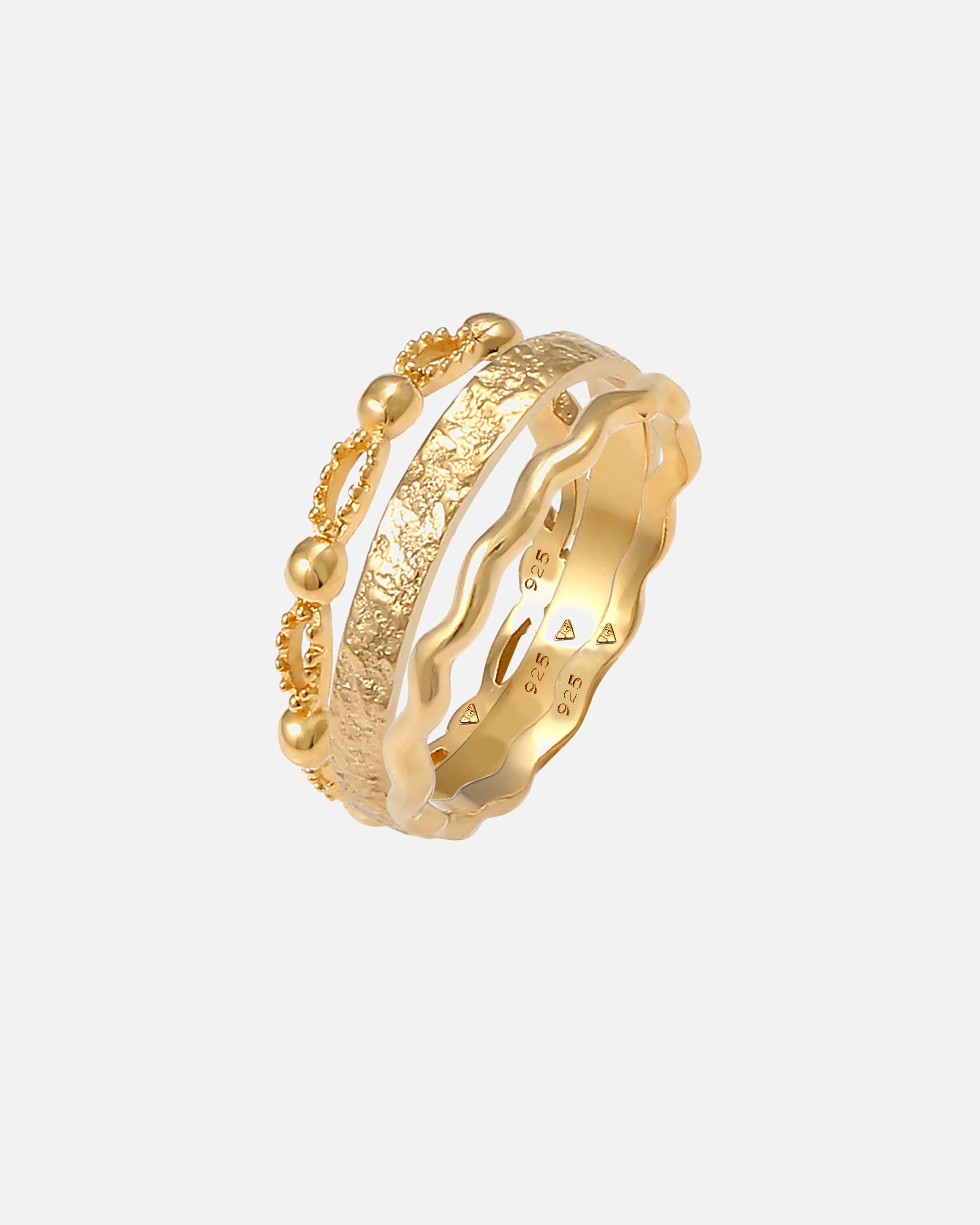 Bague pour Femme Elli Set de 3 boucles d'oreilles vagues martelées en Argent 925 58
