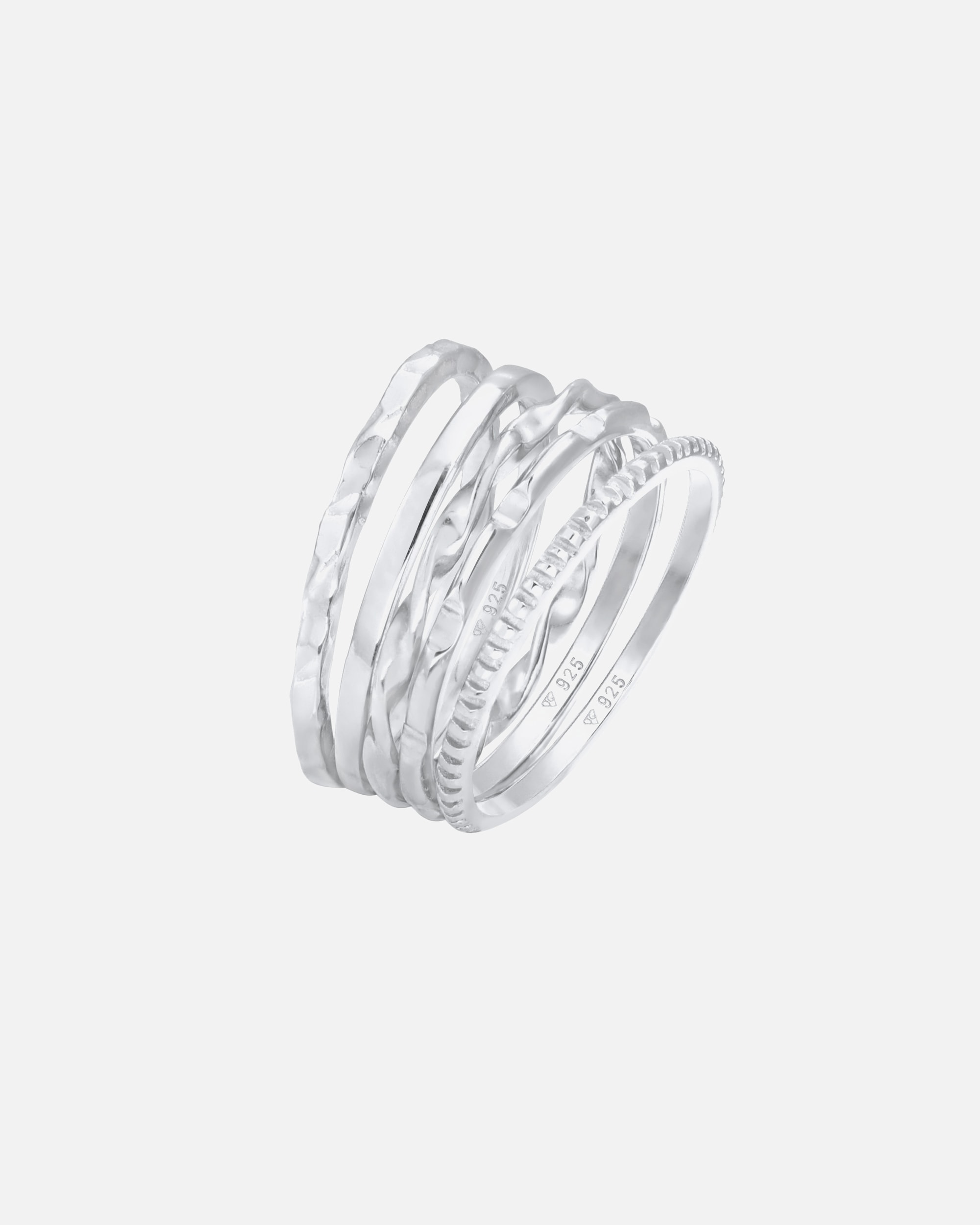 Bague pour Femme Elli Bagues superposées pour femmes - Lot de 5 - Tendance minimale filigrane de base en argent sterling 925 52