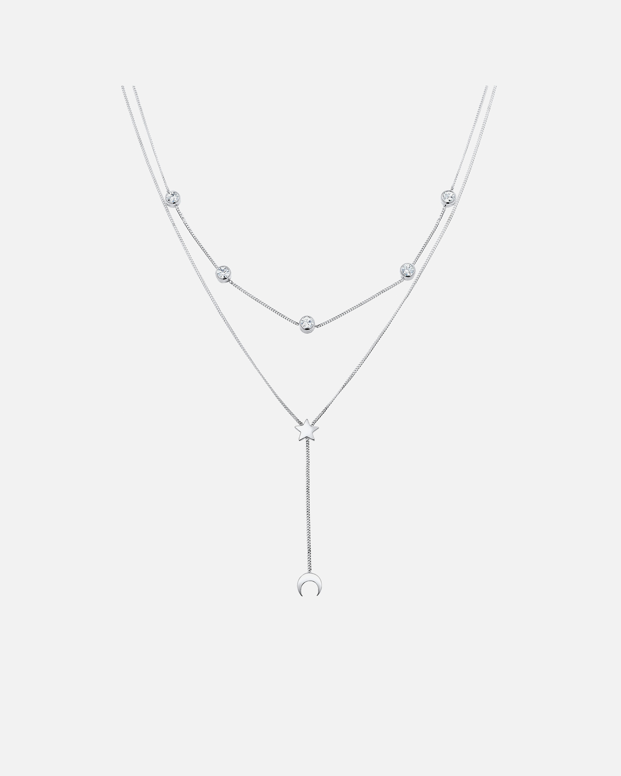 Collier pour Femme Elli Elli - Astro Demi-Lune Cristal Collier Femme - Plaqué Or Argent (925/1000) 40