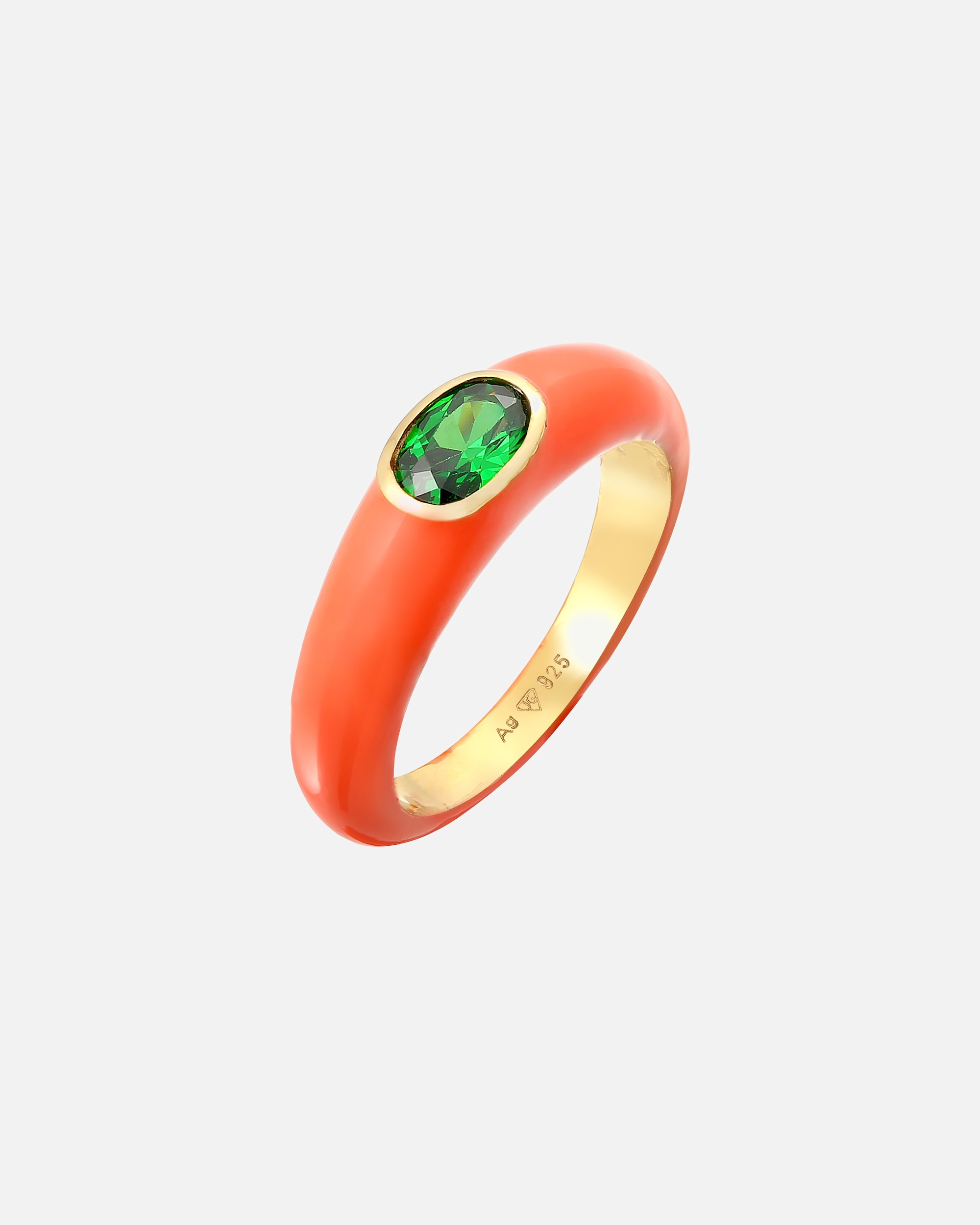 Bague pour Femme Elli Zirkonia Oval Solitär Emaille Bunt 925 Silber 58