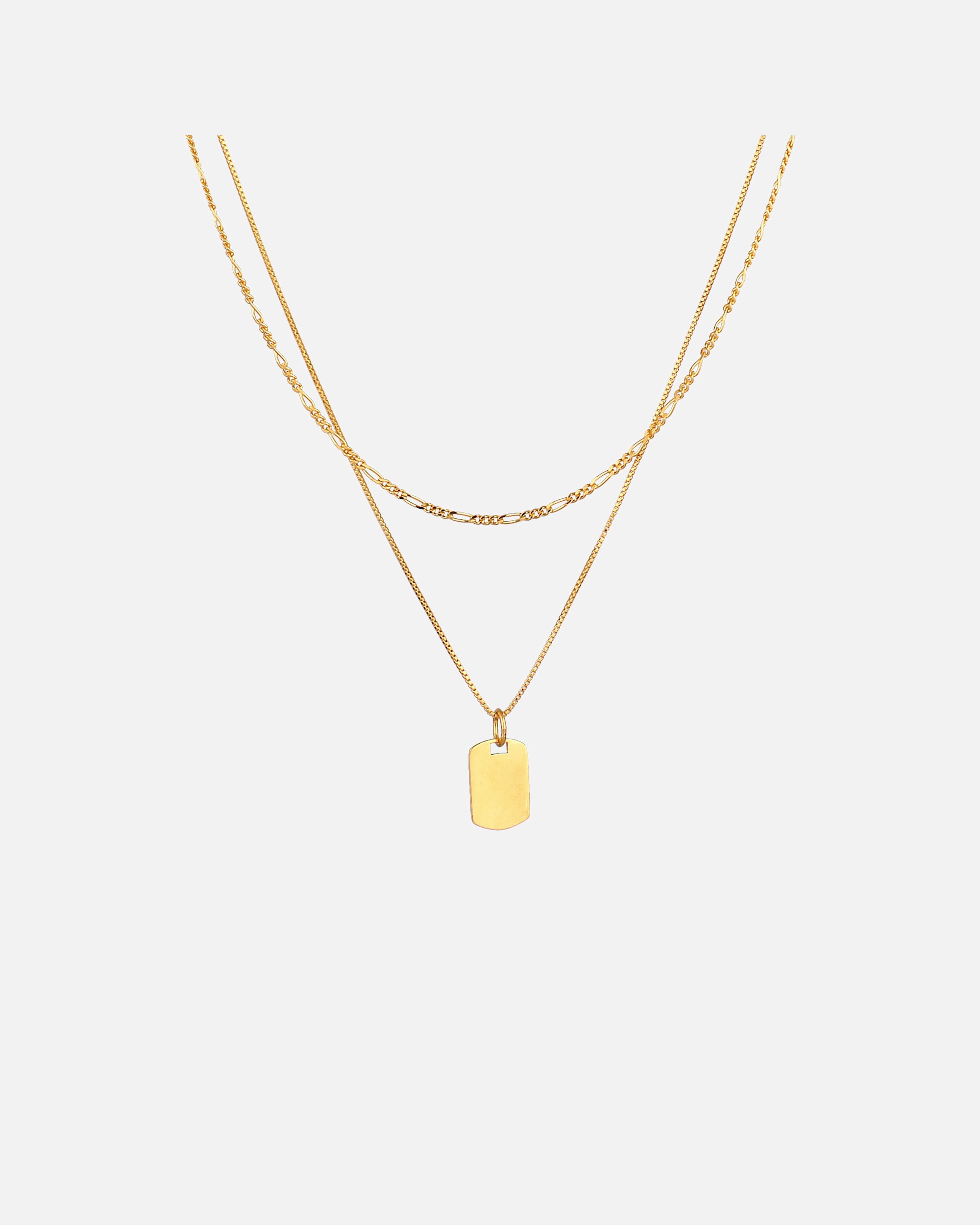 Collier pour Homme KUZZOI Hommes couches pendentif plaque figaro en argent sterling 925 goldfarben